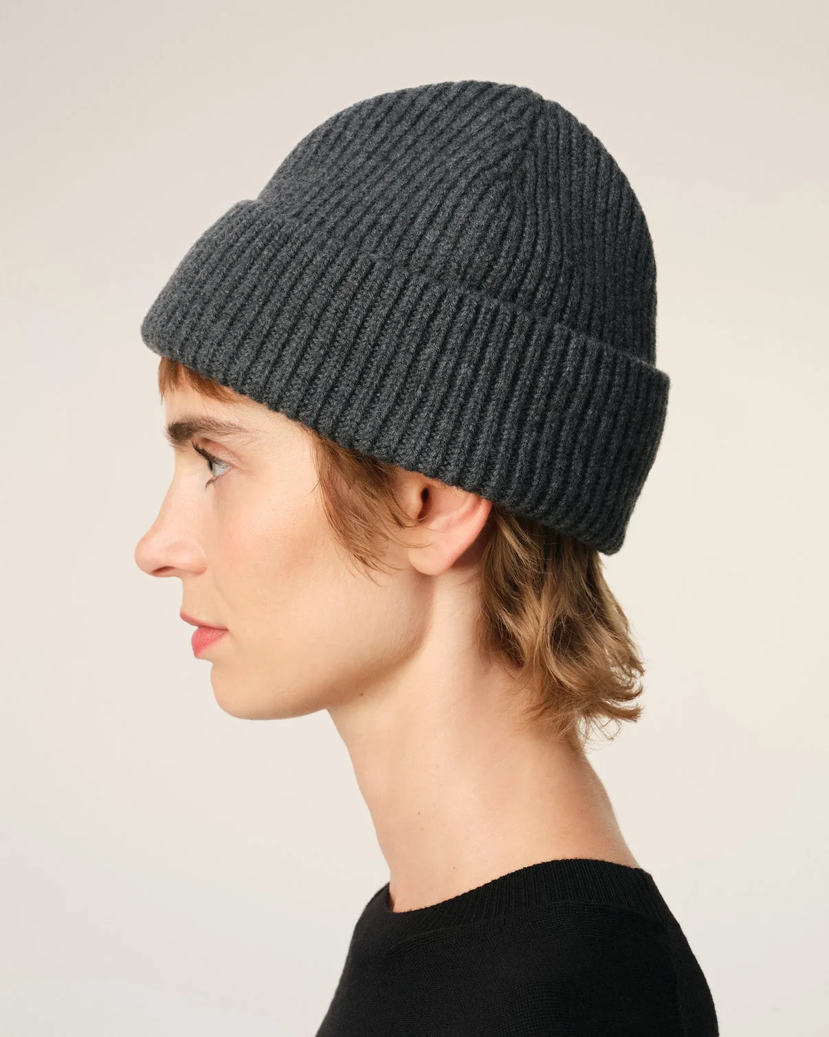 Gray Merino Wool Beanie
