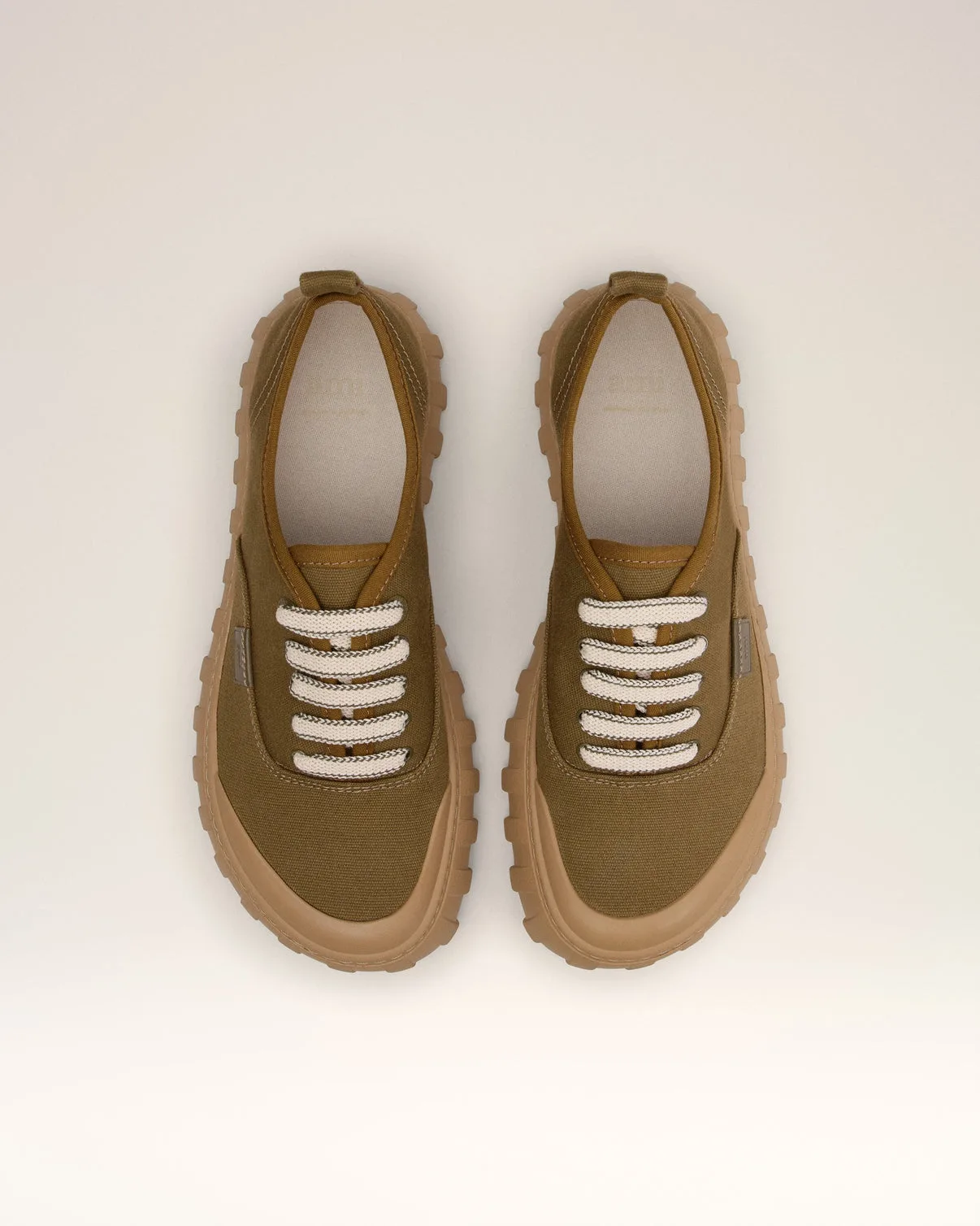 Khaki Cotton Low Top Tempo Canvas Sneakers