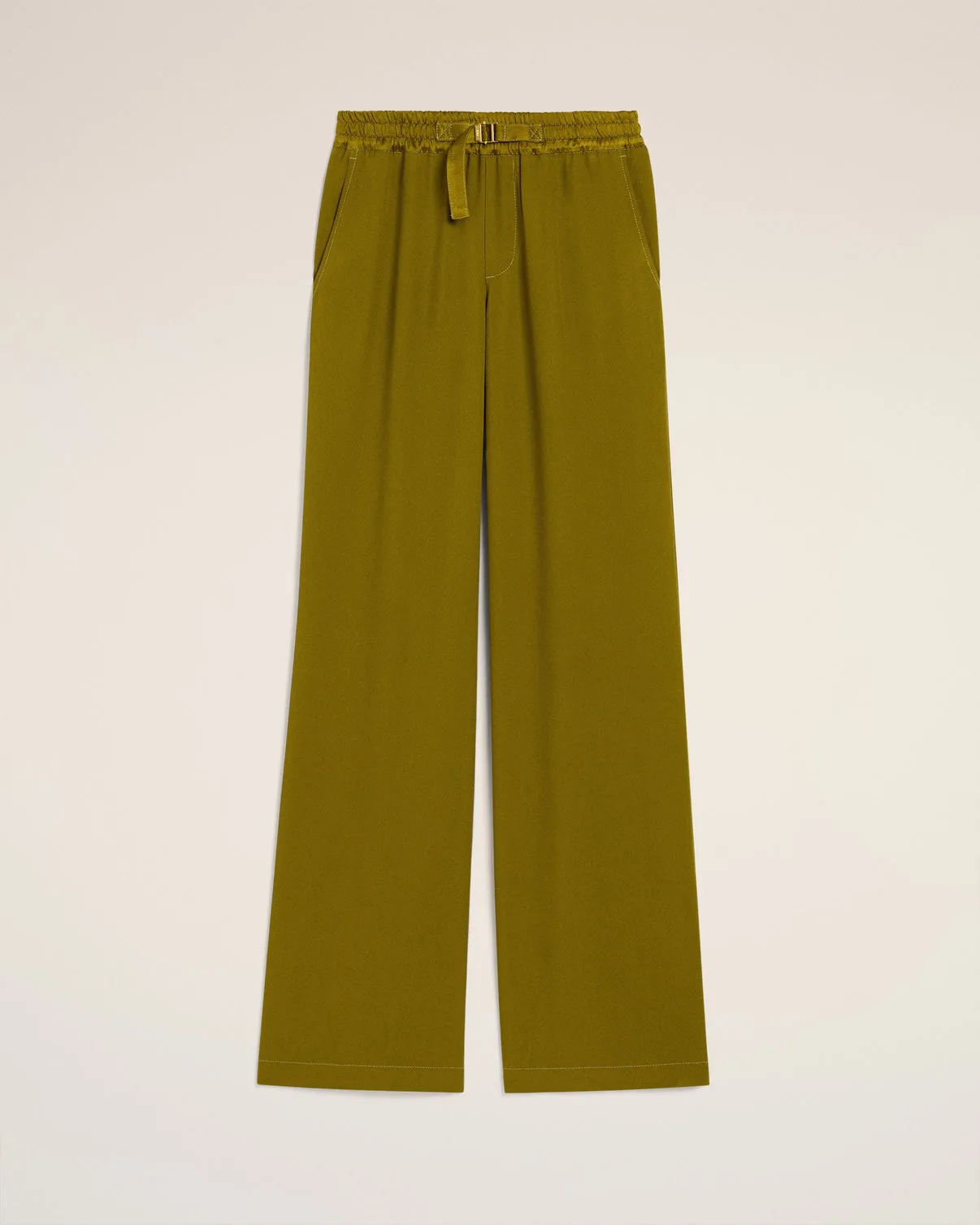 Khaki Flare Fit Elasticated Pants