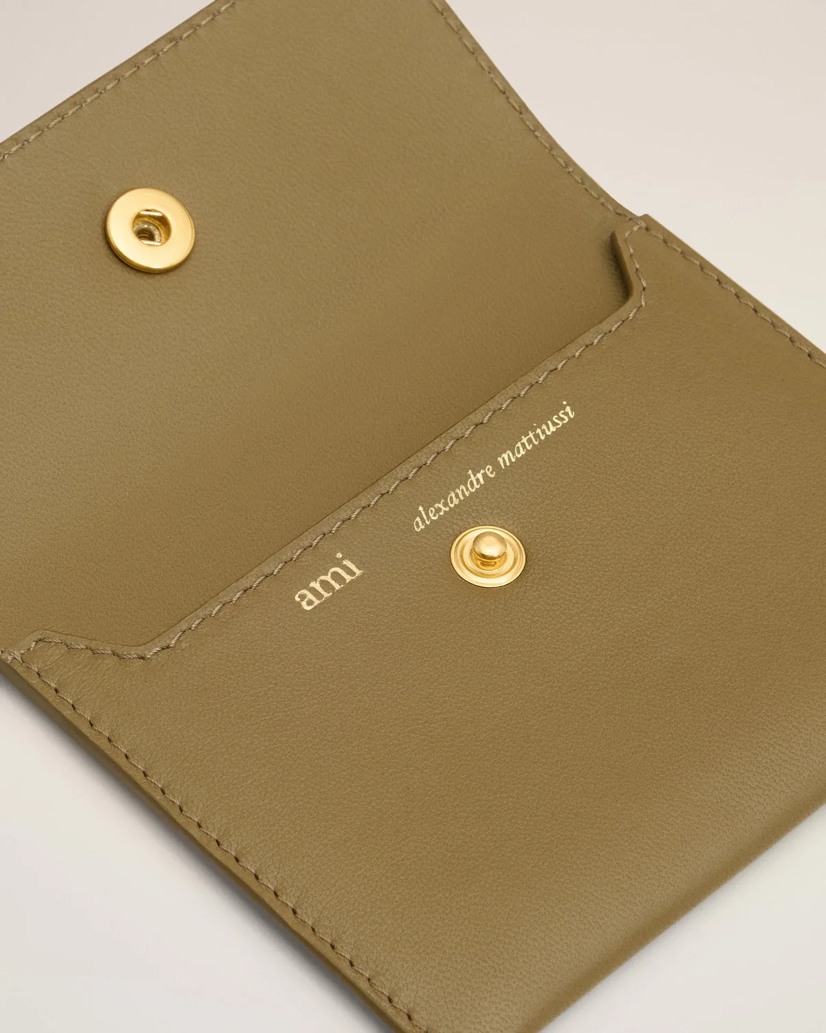 Khaki Leather Carrousel Folded Card Holder