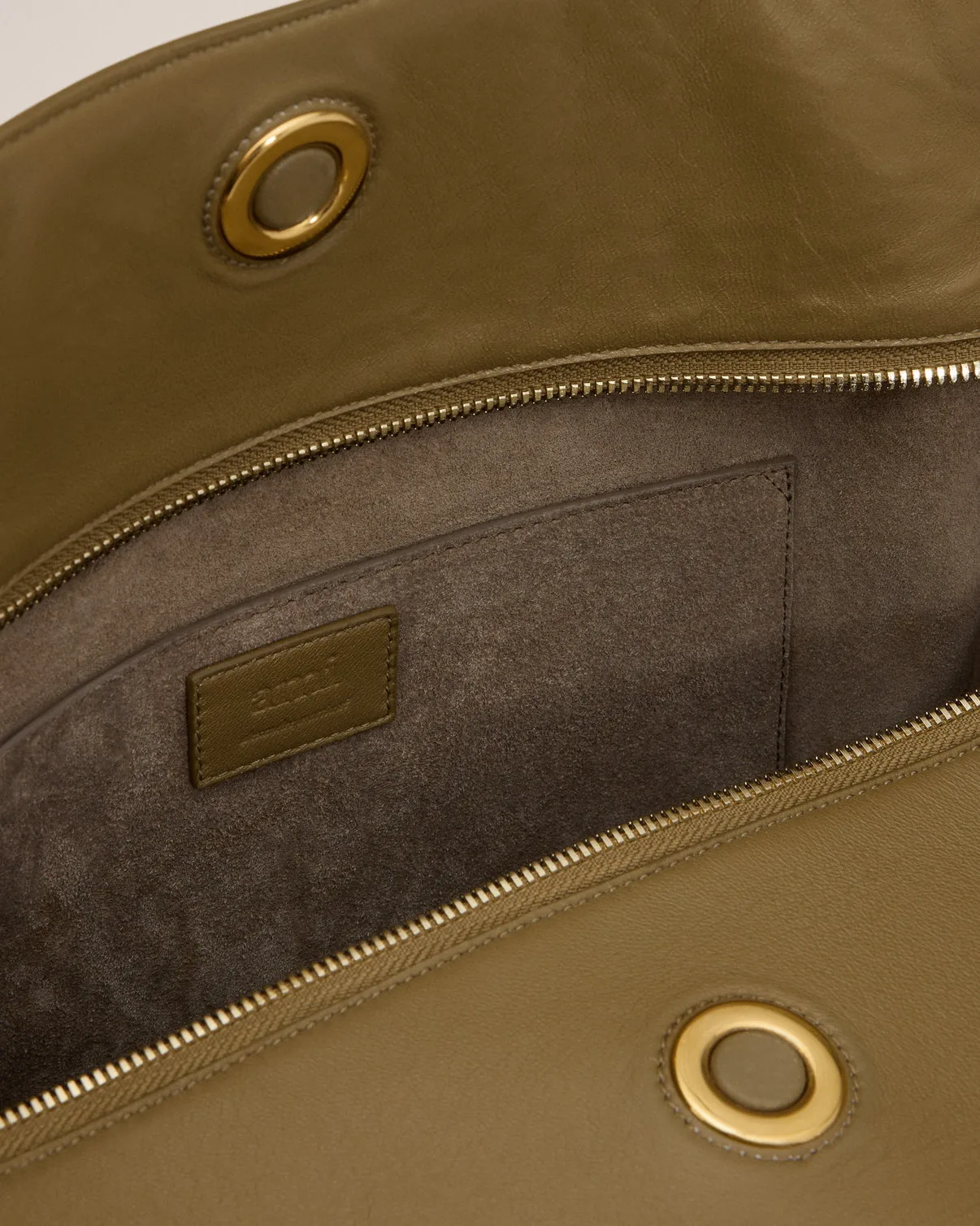 Khaki Leather Large Carrousel Bag
