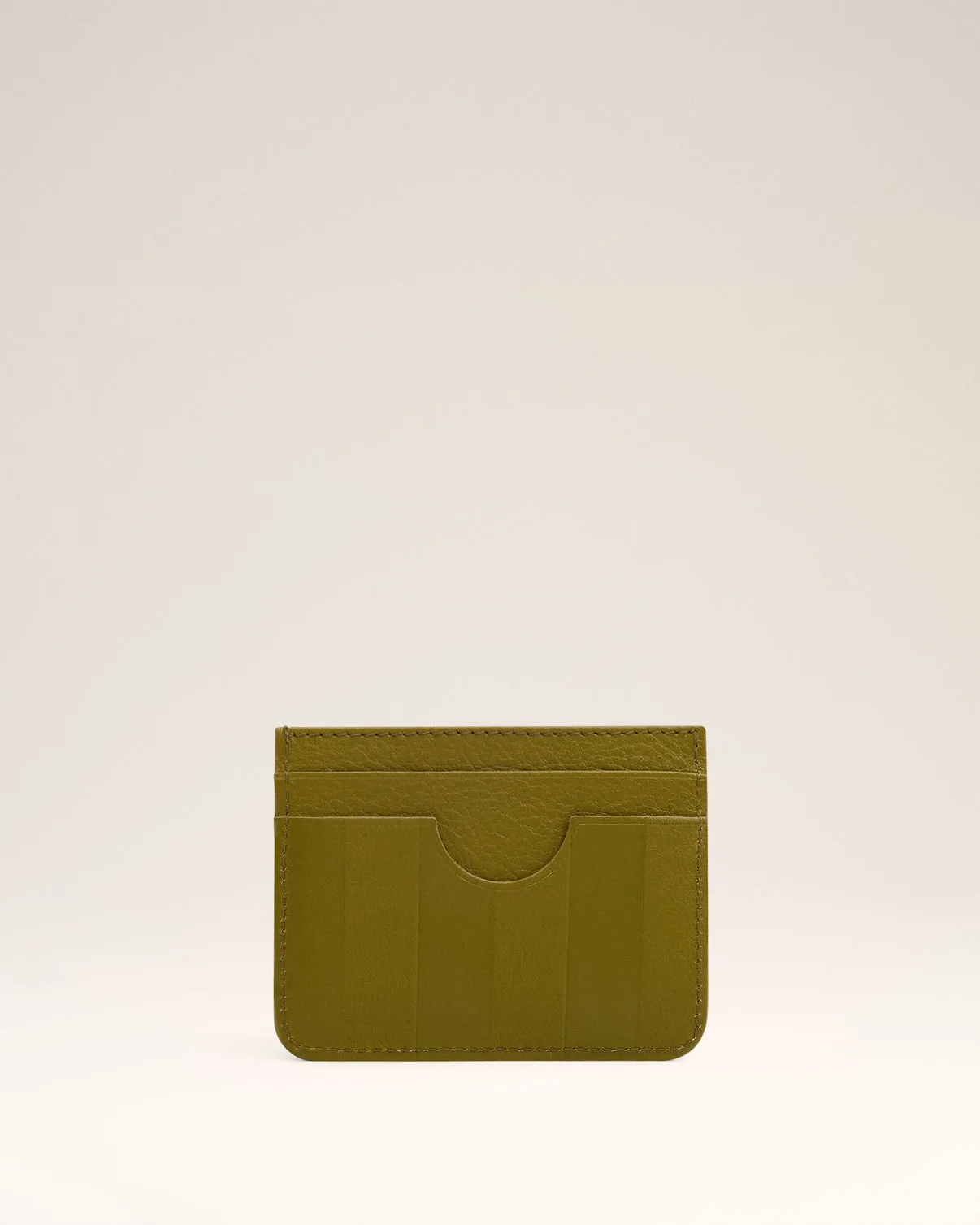 Khaki Leather Midi Card Holder