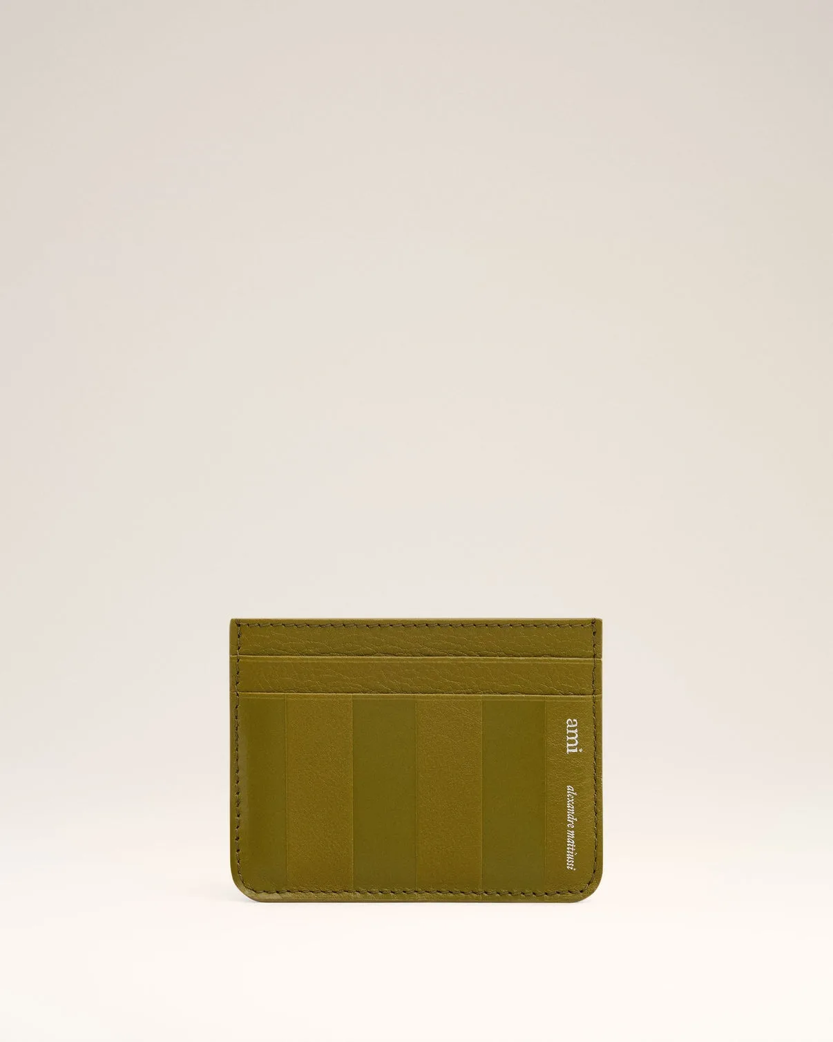 Khaki Leather Midi Card Holder