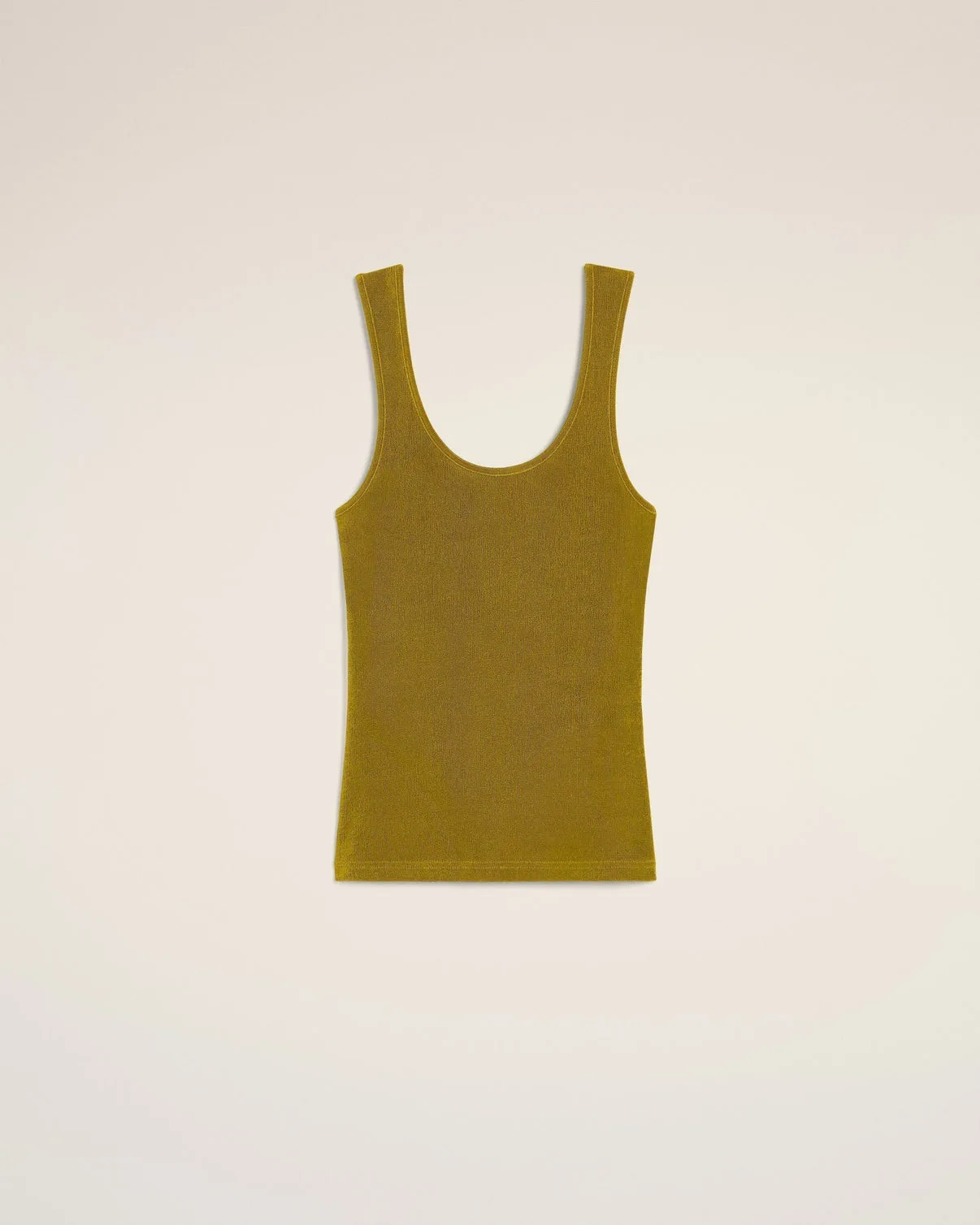 Khaki Light Shiny Rib Jersey Tanktop