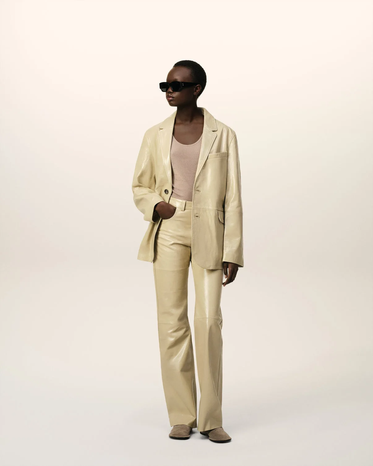 Leather Straight Fit Pants