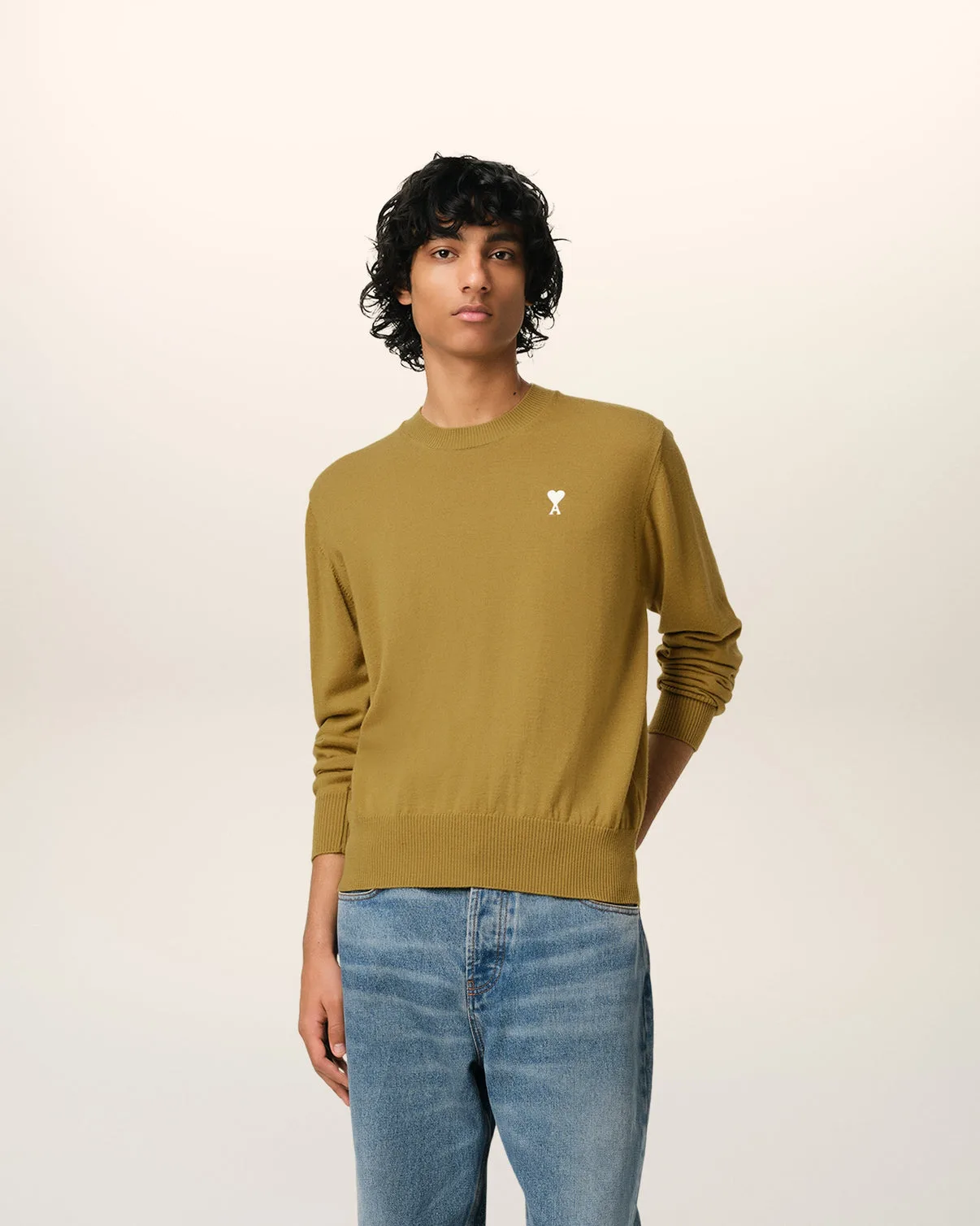 Mustard Wool Crew Neck Sweater