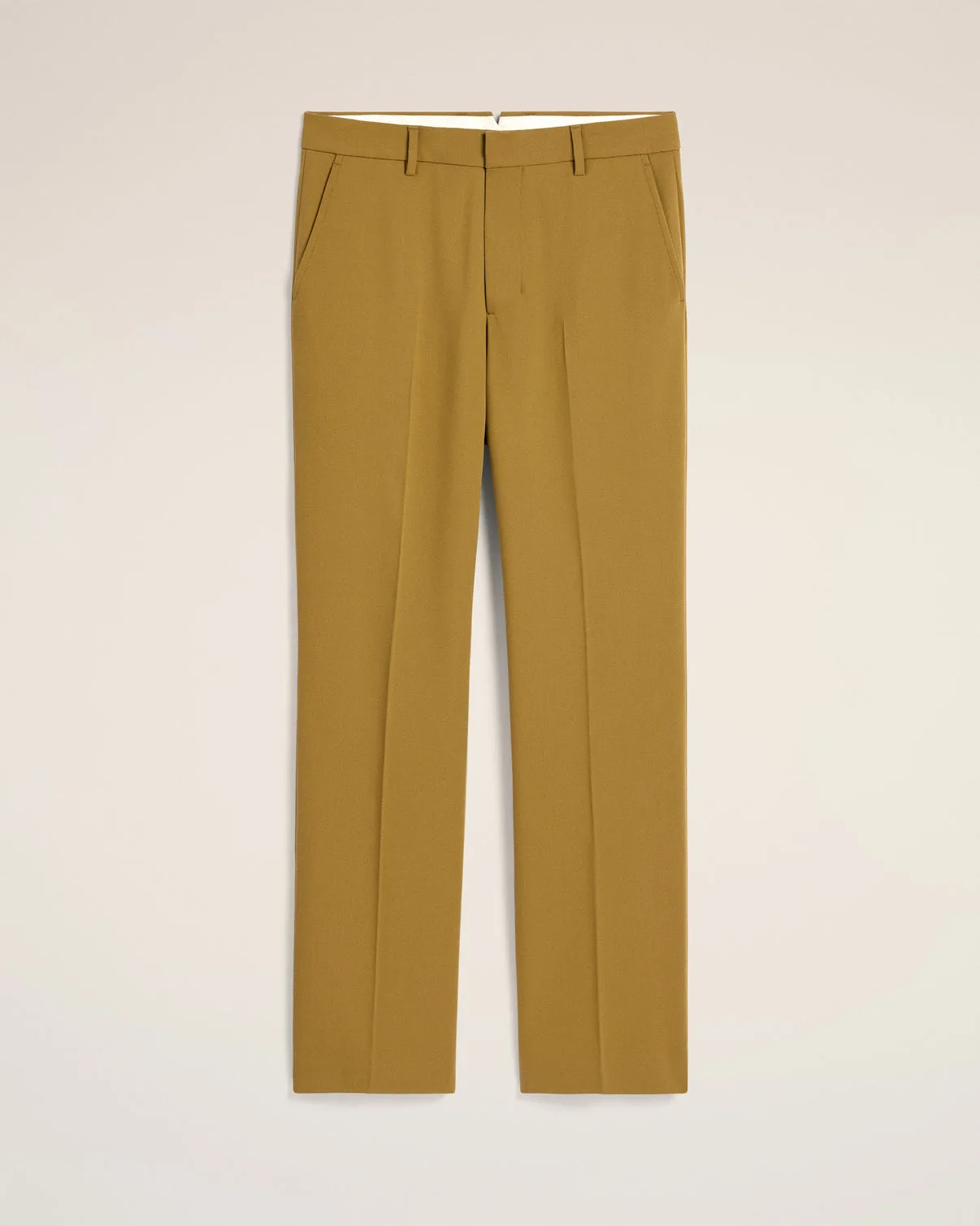 Mustard Wool Straight Fit Pants