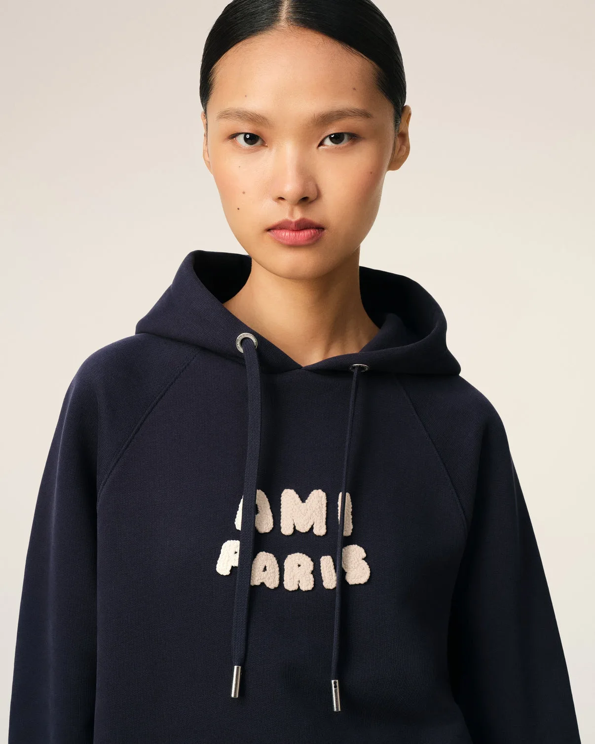 Navy Cotton Hoodie With Patch