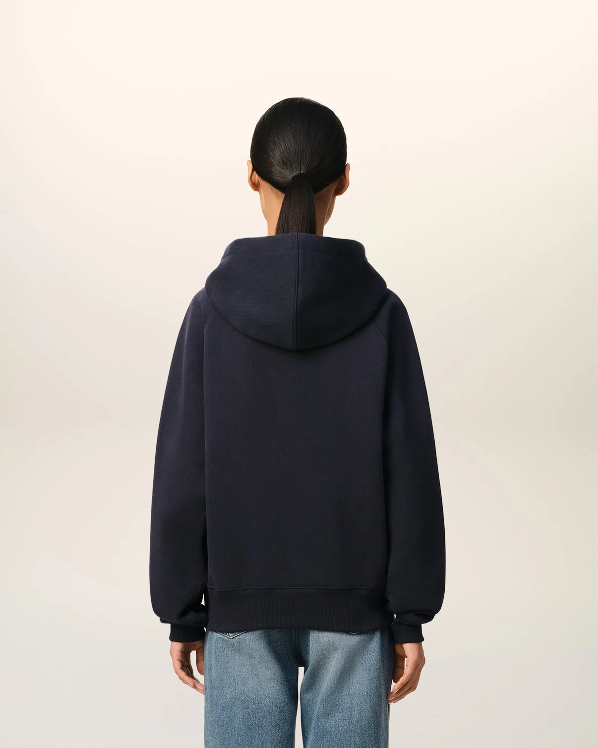 Navy Cotton Hoodie With Patch