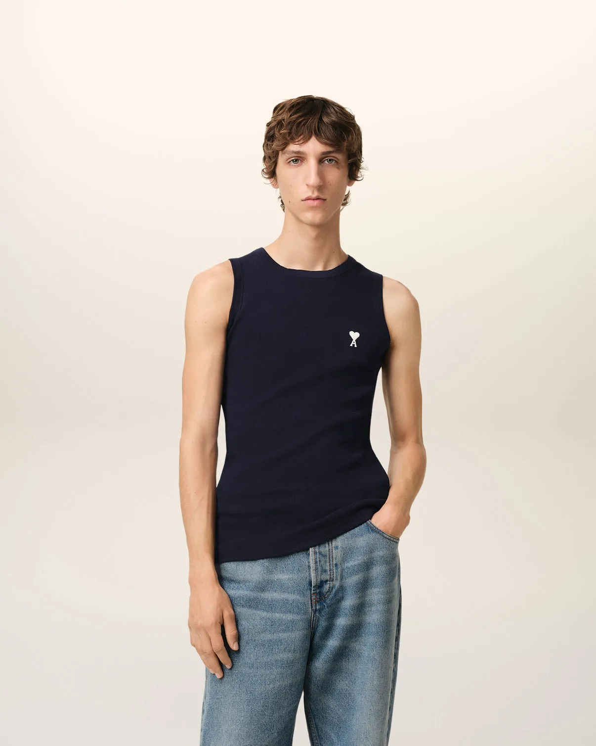 Navy Cotton Rib Tanktop