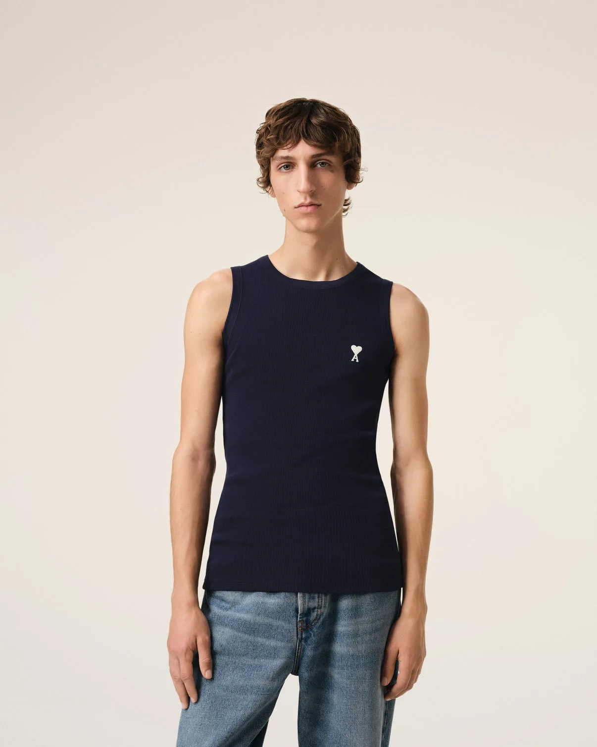 Navy Cotton Rib Tanktop