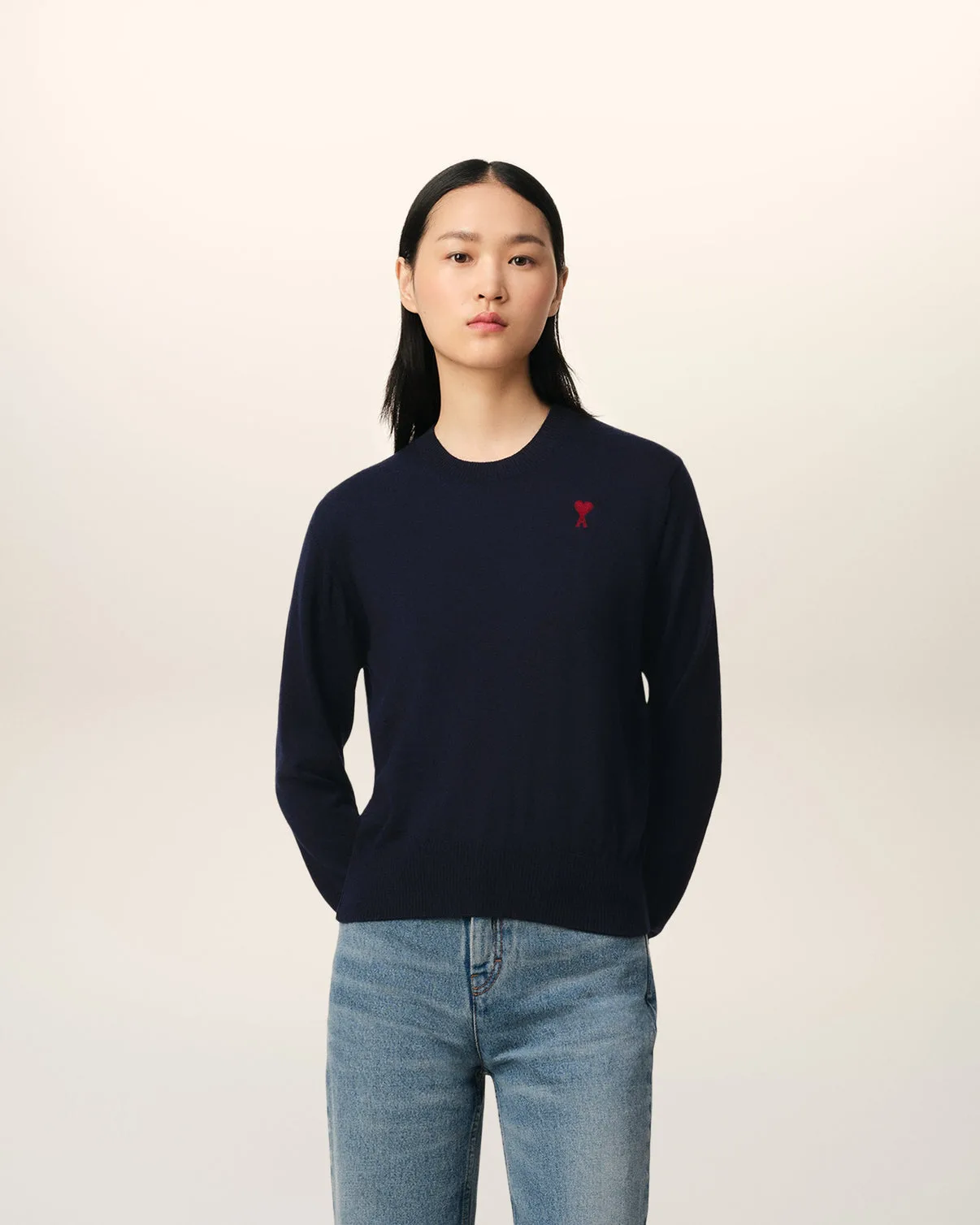 Navy Wool Crew Neck Sweater