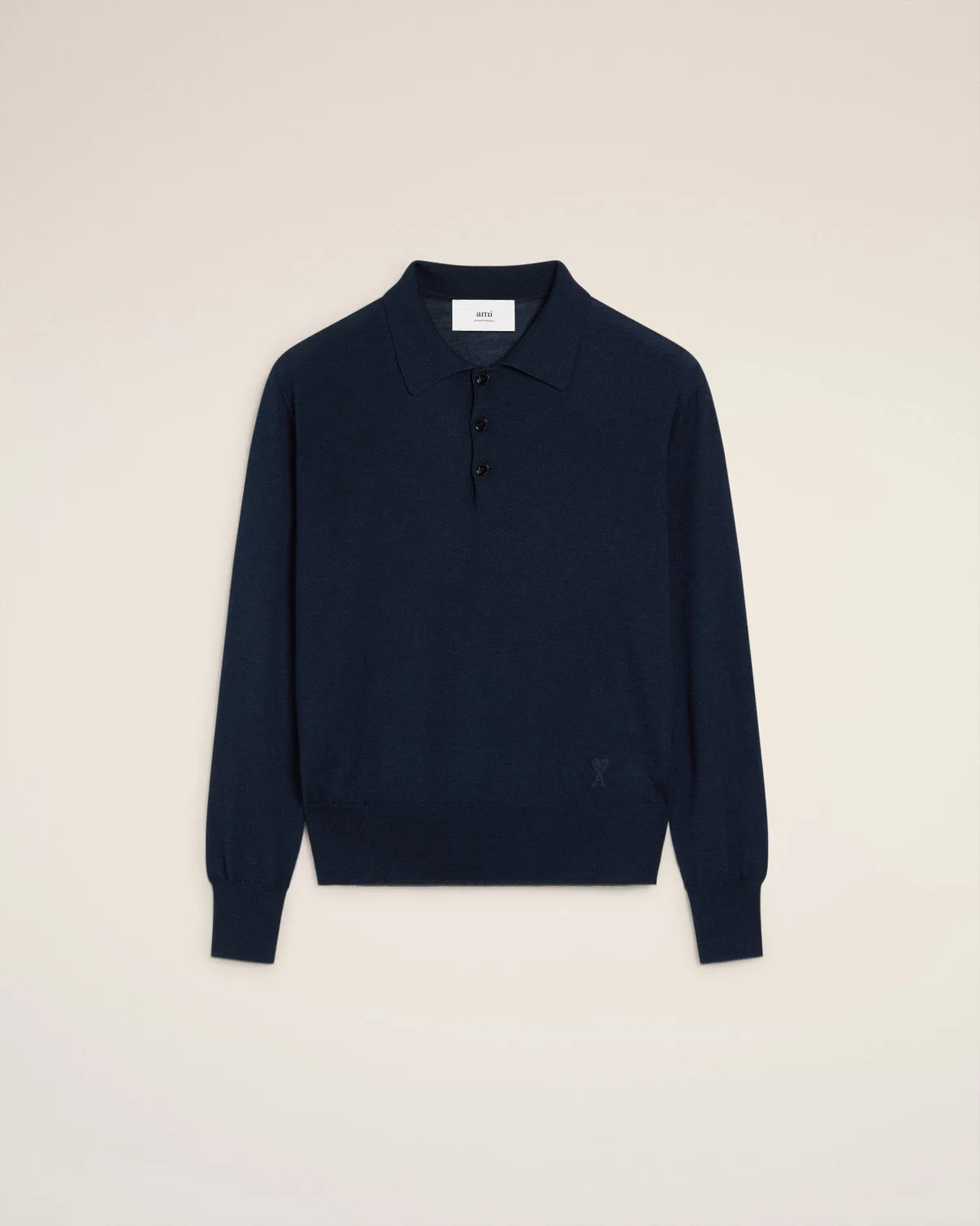 Navy Wool Tonal Polo