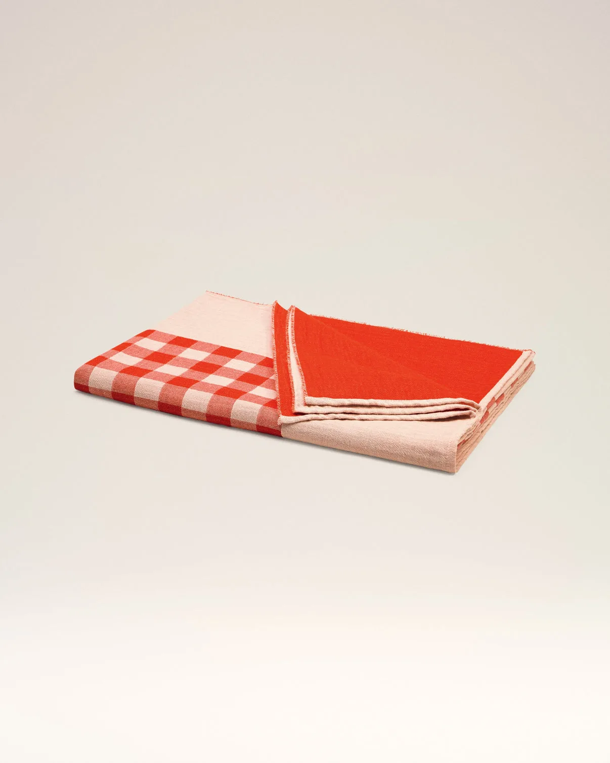 Plaid Red Cotton Beach Towel