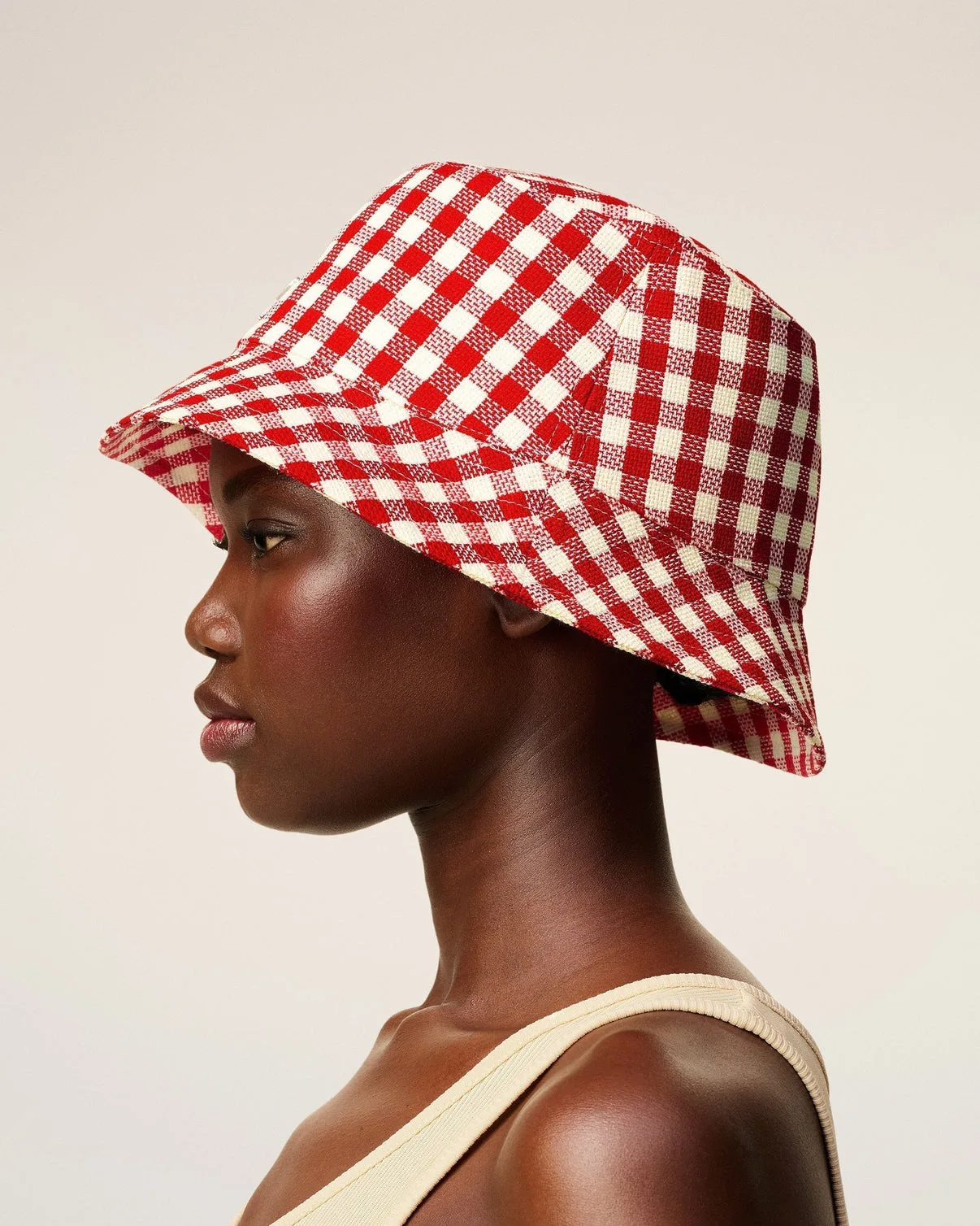 Plaid Red Wool Bucket Hat