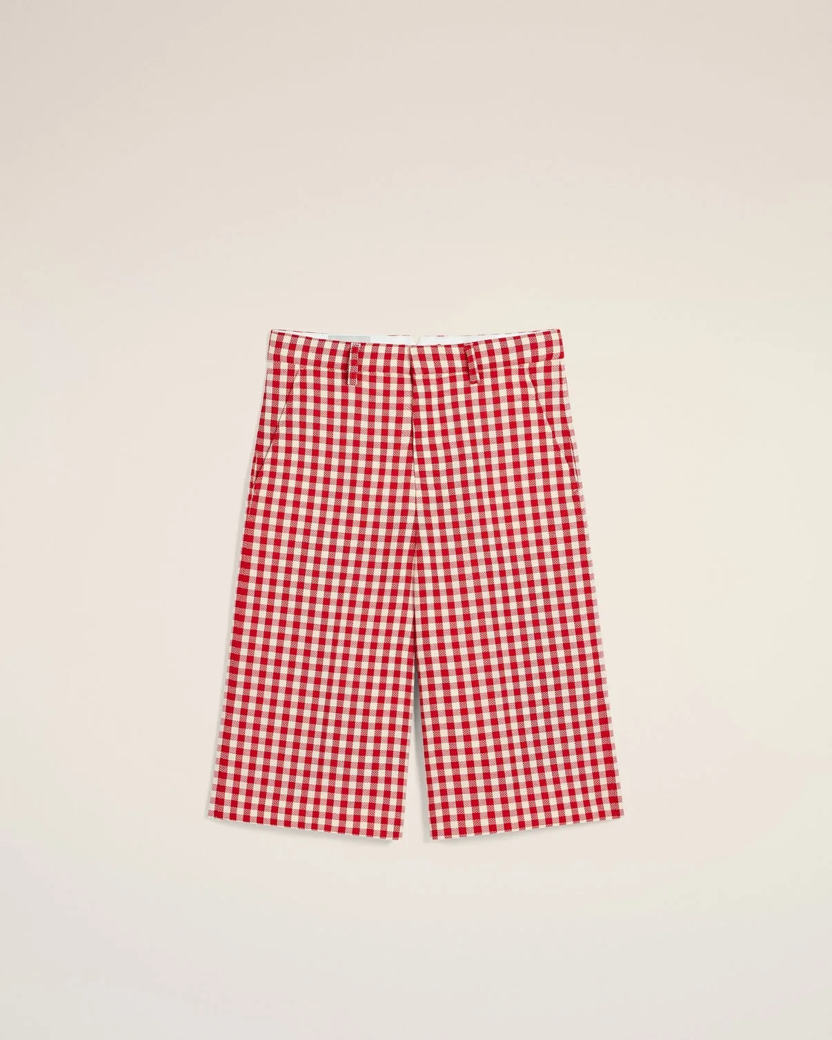 Plaid Red Wool Wide Bermuda