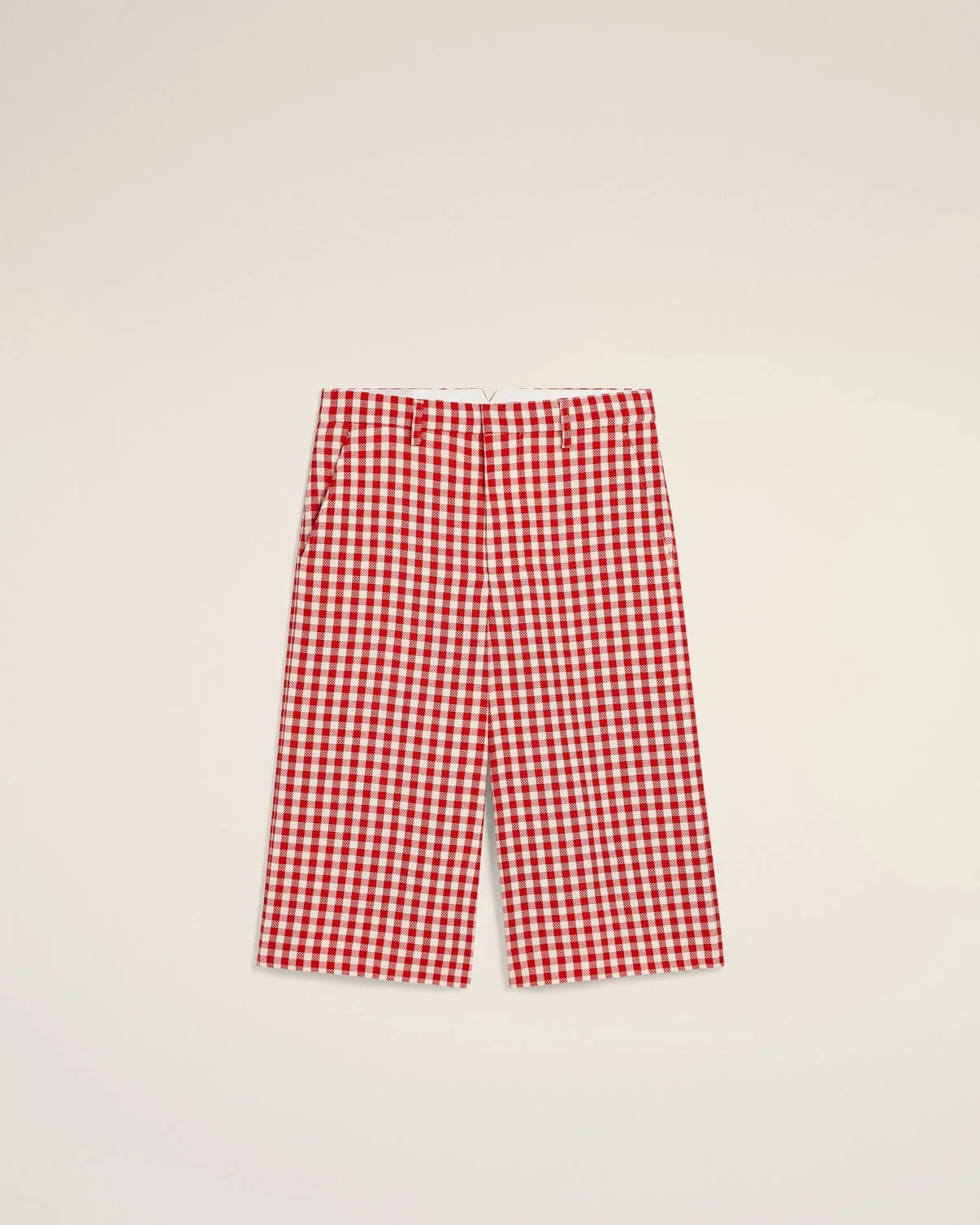 Plaid Red Wool Wide Bermuda