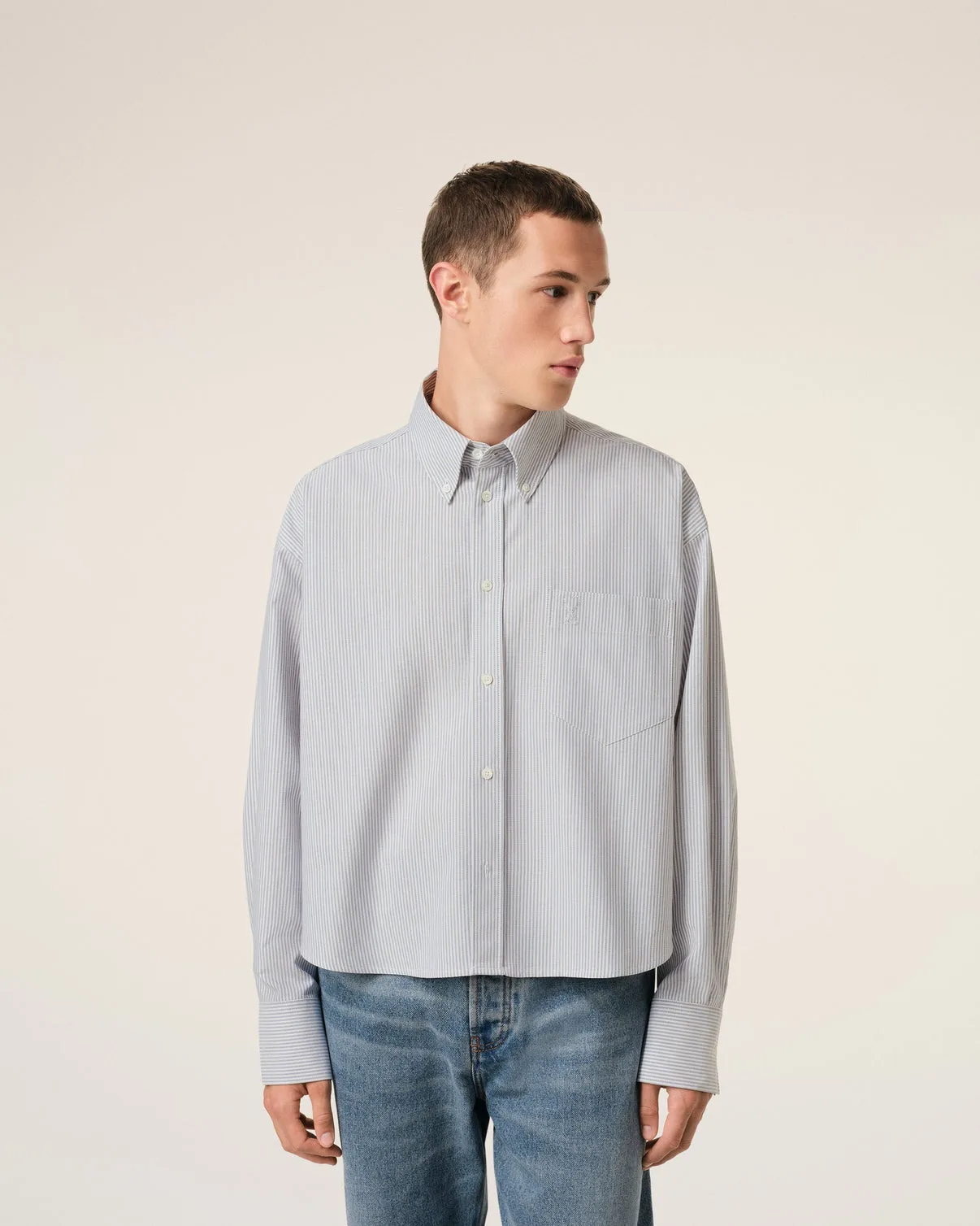 Purple Cotton Cropped Oversized Shirt