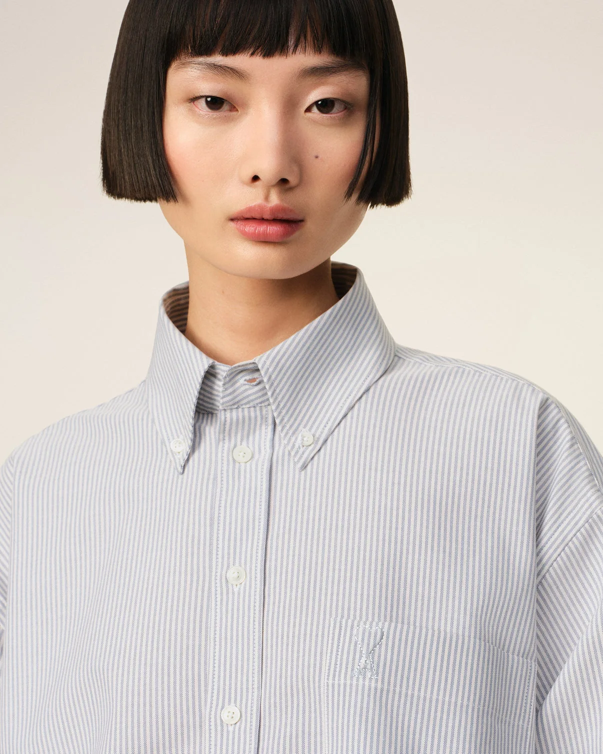Purple Cotton Cropped Oversized Shirt