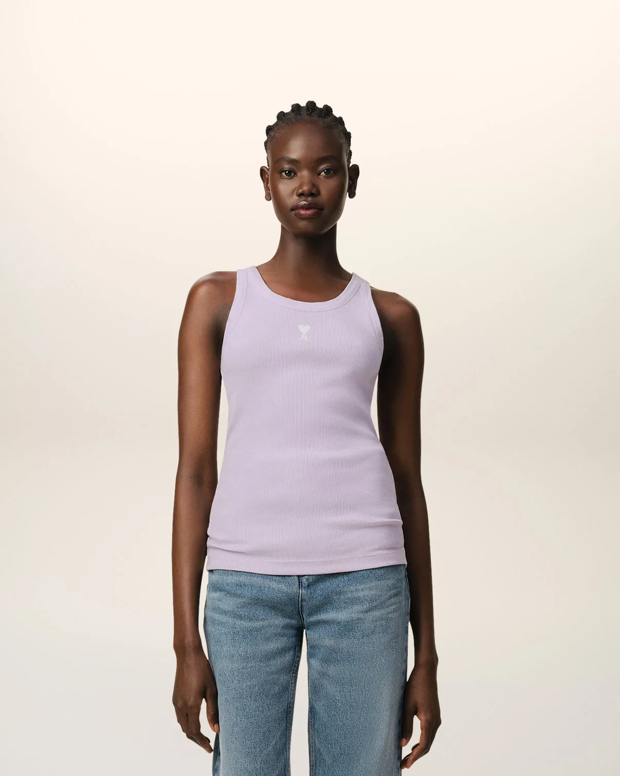Purple Cotton Rib Tanktop