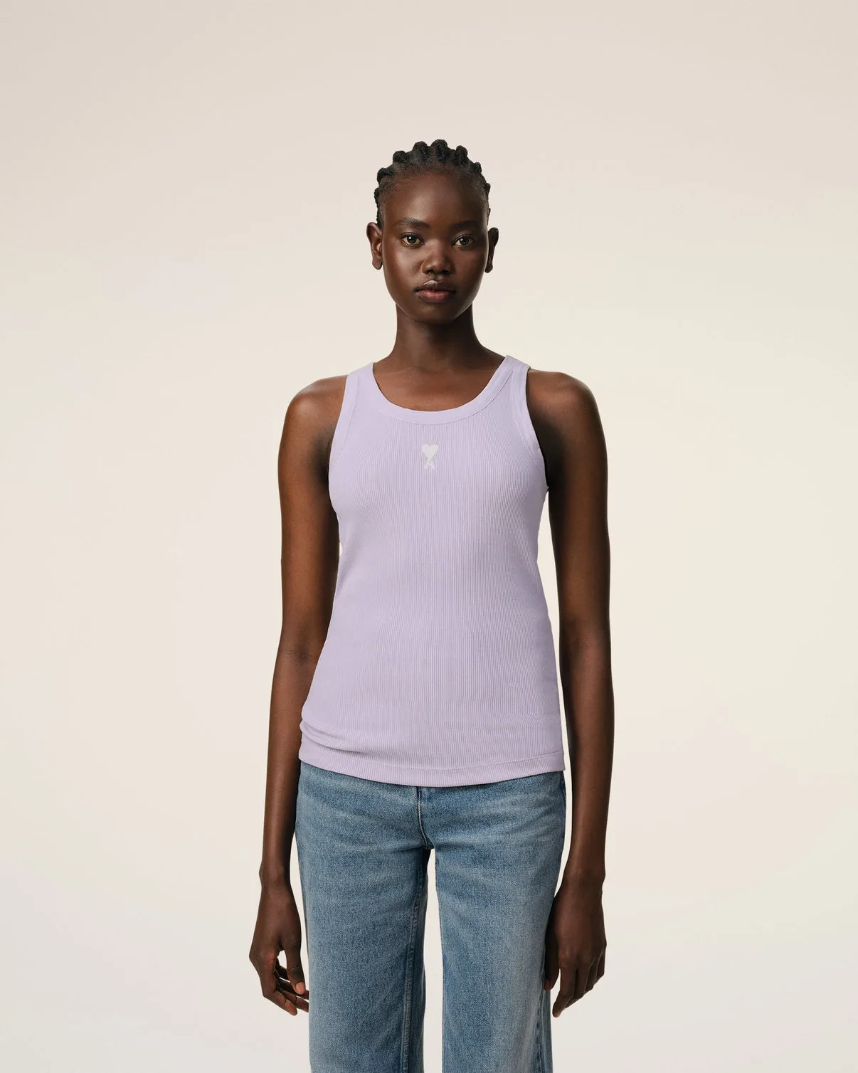 Purple Cotton Rib Tanktop