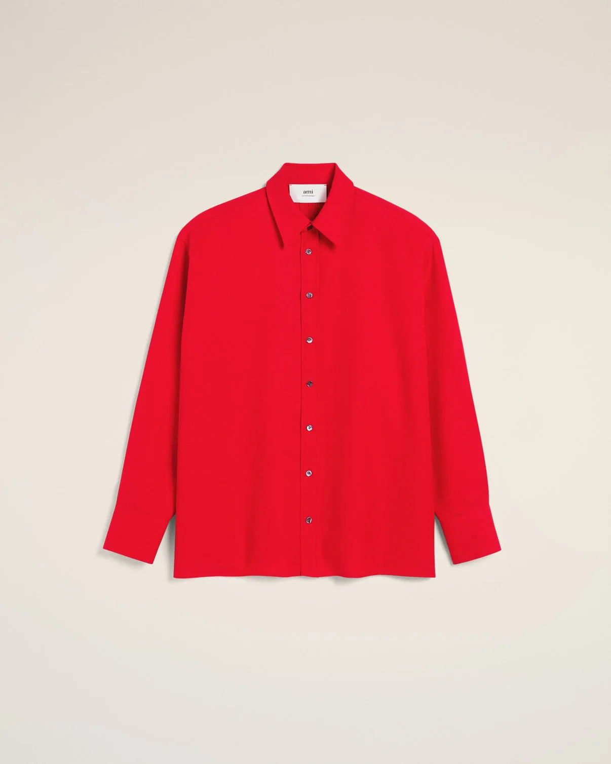 Red Wool Back Slit Loose Shirt