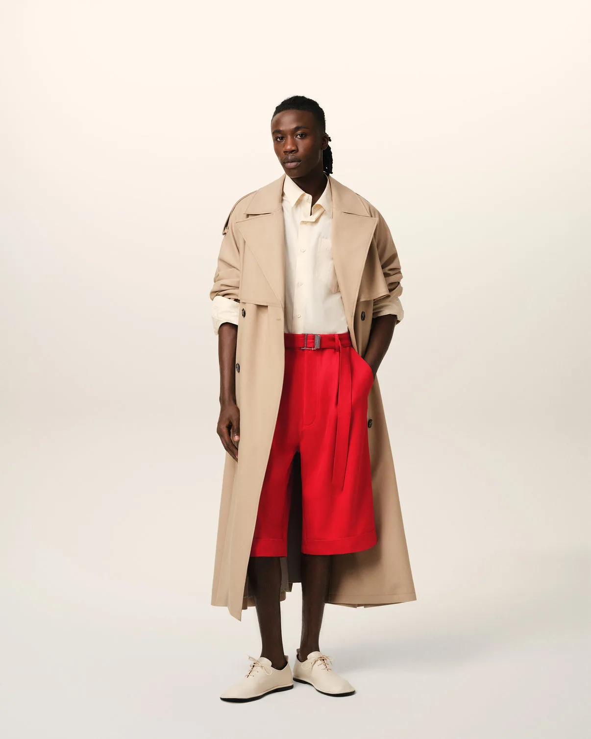 Red Wool Cargo Bermuda Short