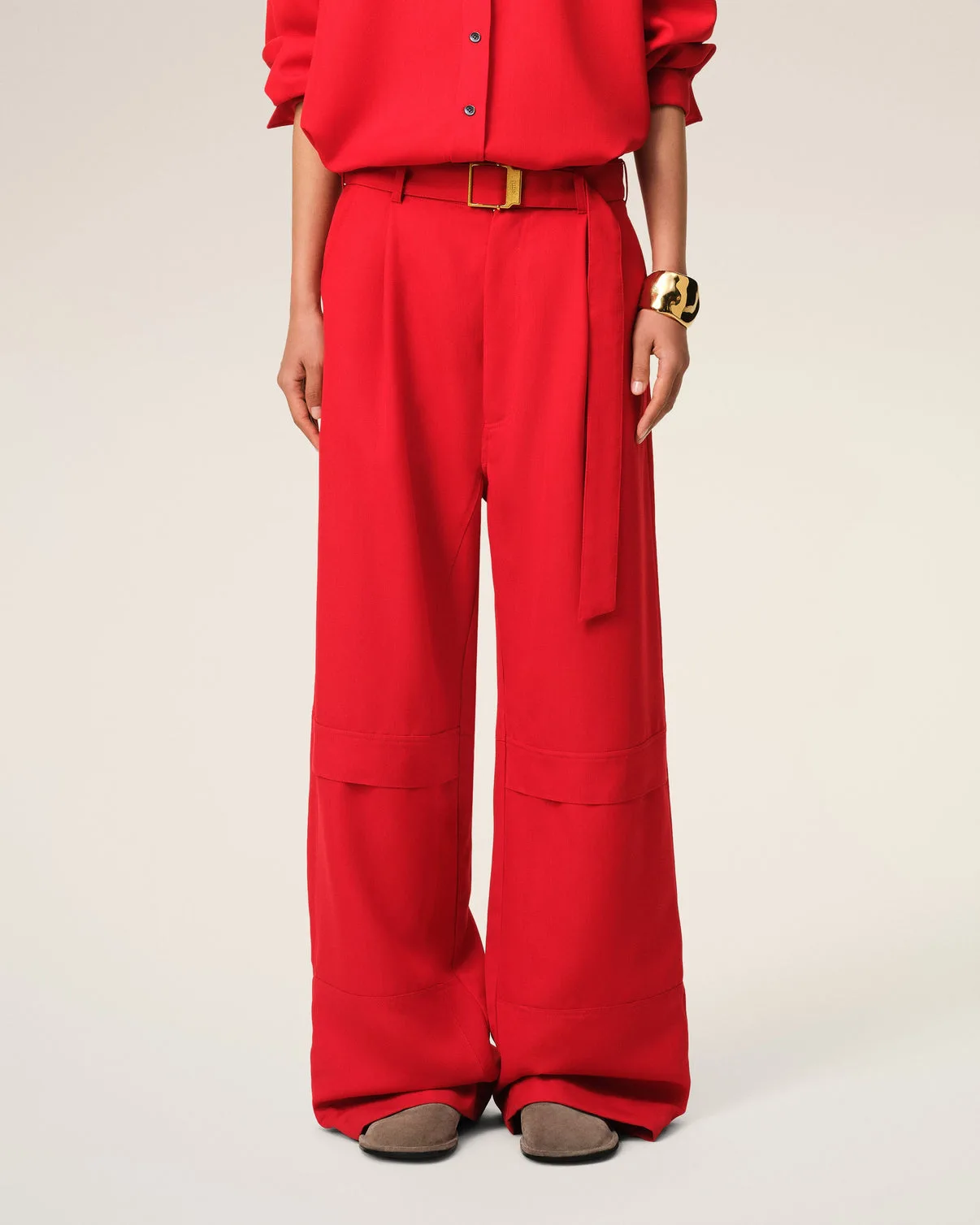 Red Wool Cargo Pants