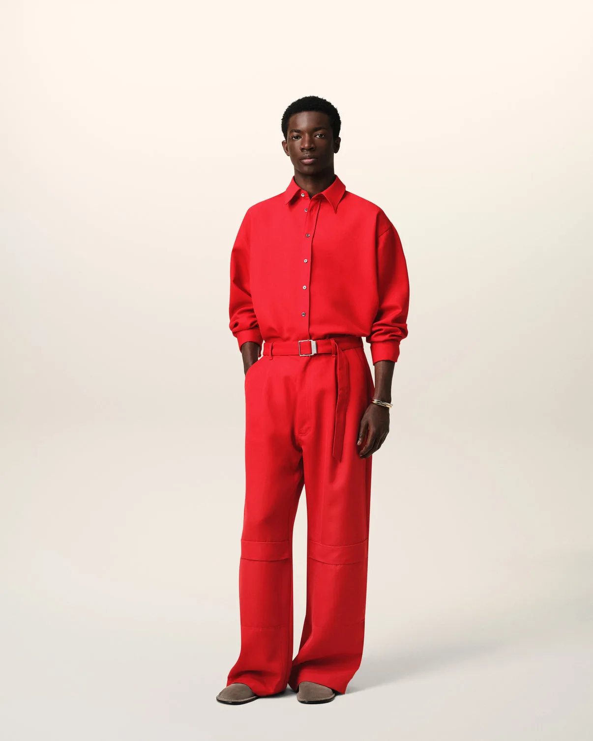 Red Wool Cargo Pants