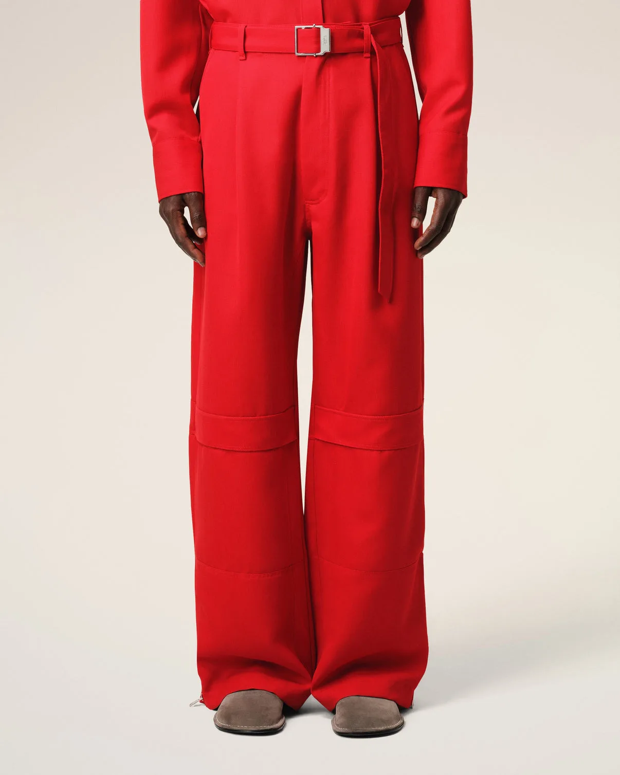 Red Wool Cargo Pants