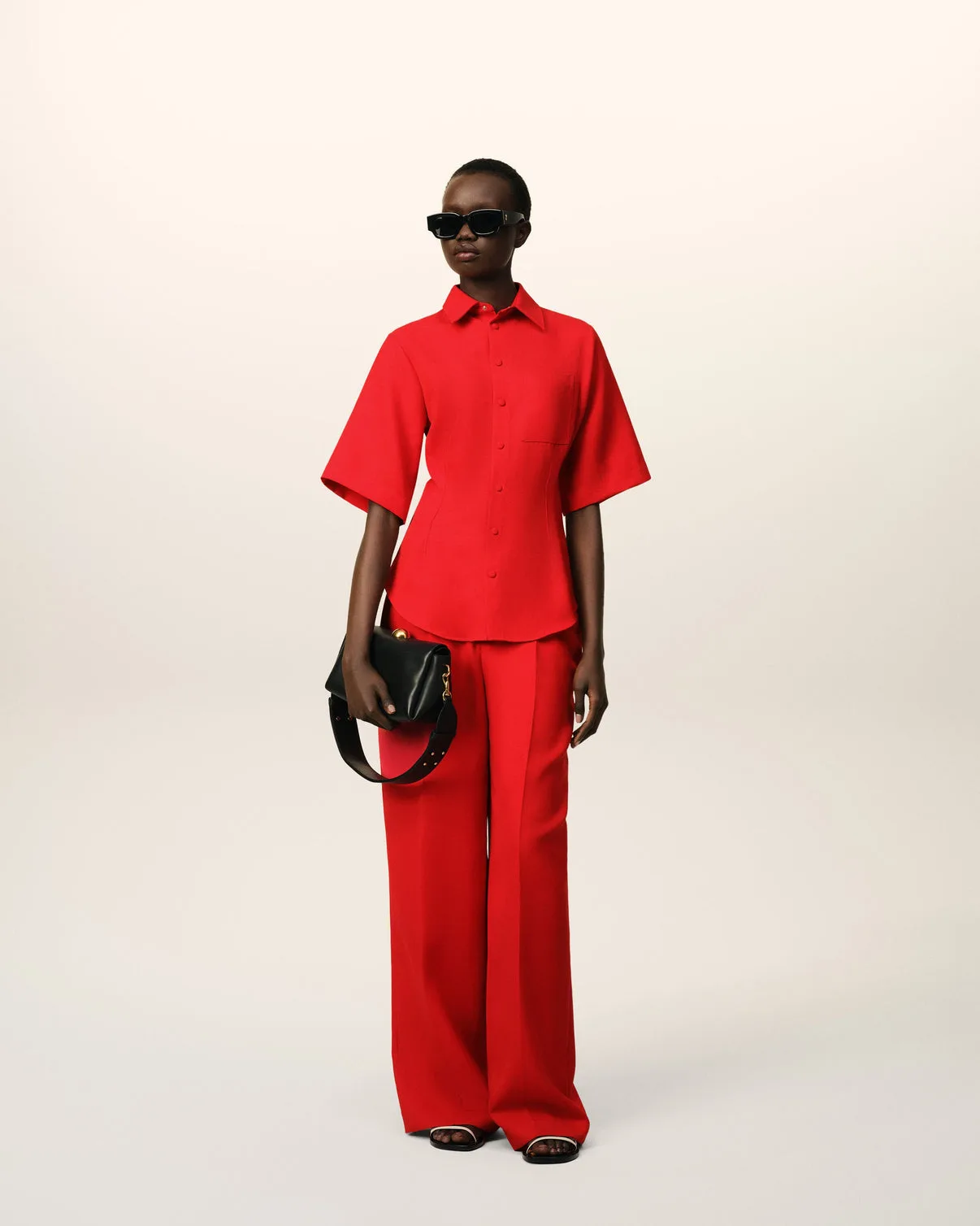 Red Wool Short Sleeves Shirt