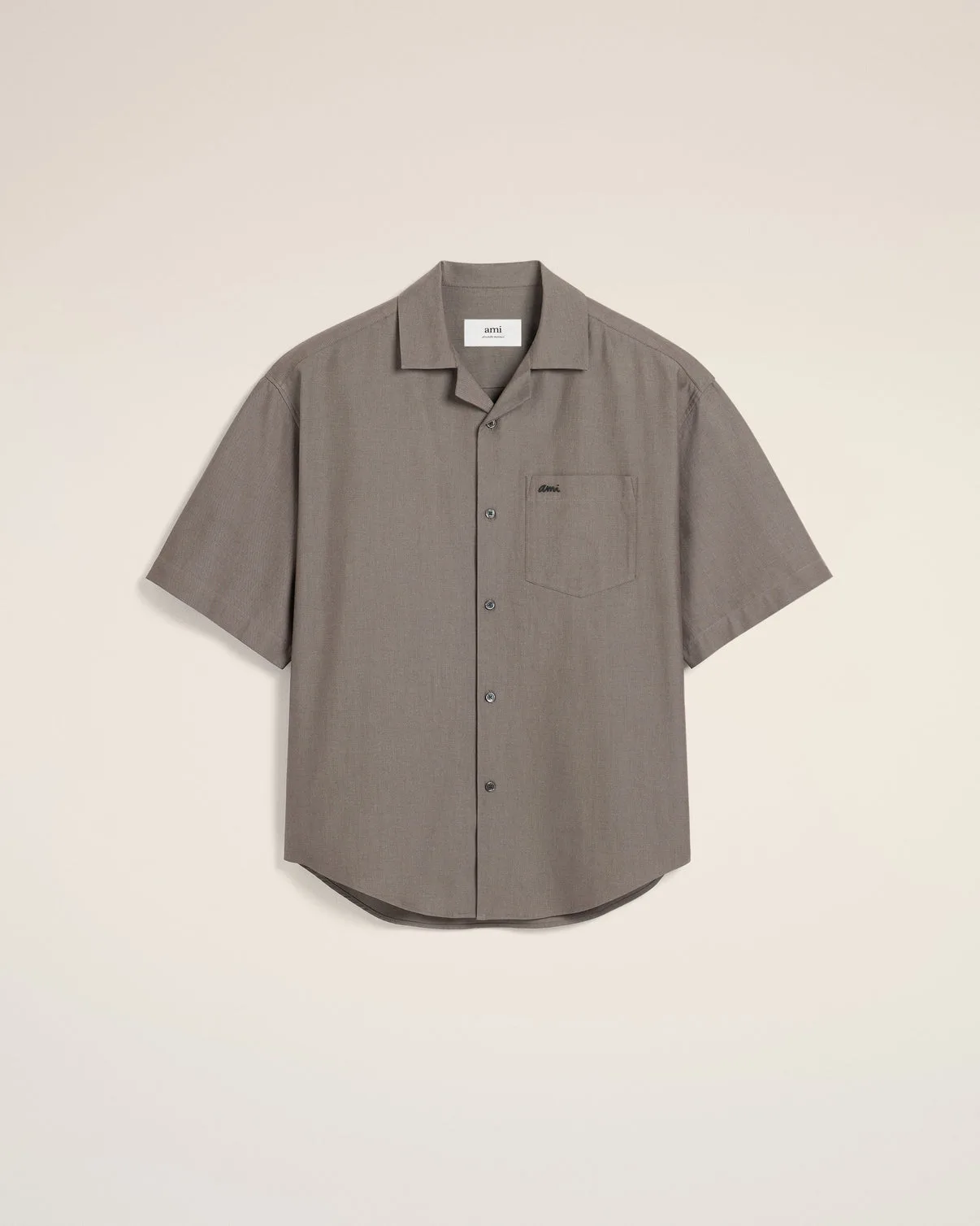Taupe Cotton Short Sleeve Boxy Shirt