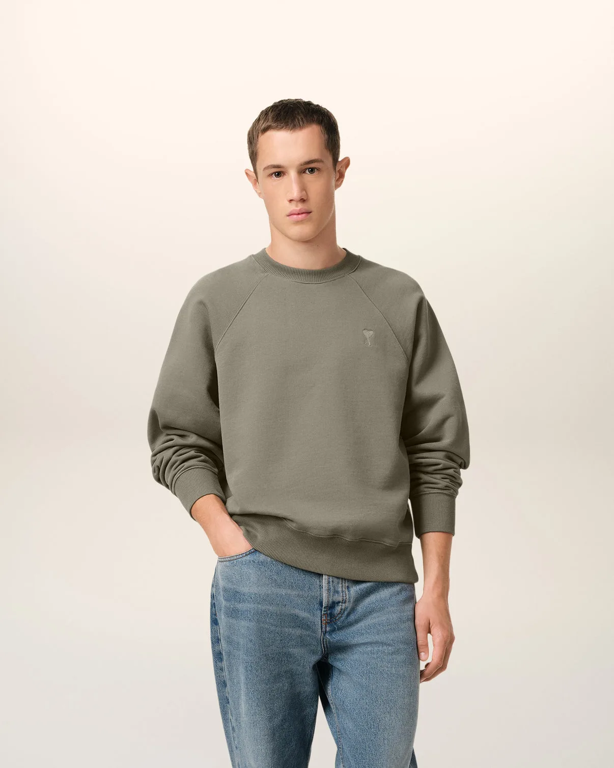 Taupe Cotton Tonal Sweatshirt