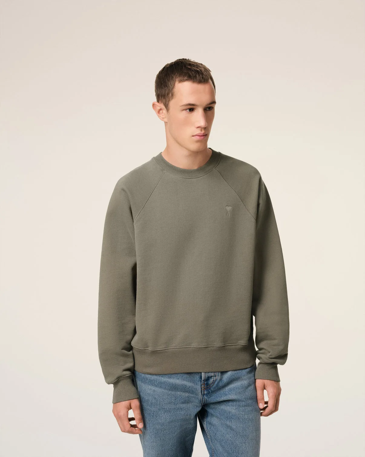 Taupe Cotton Tonal Sweatshirt