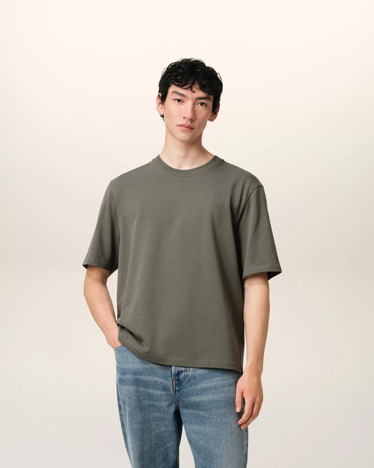 Taupe Cotton Tonal T-Shirt
