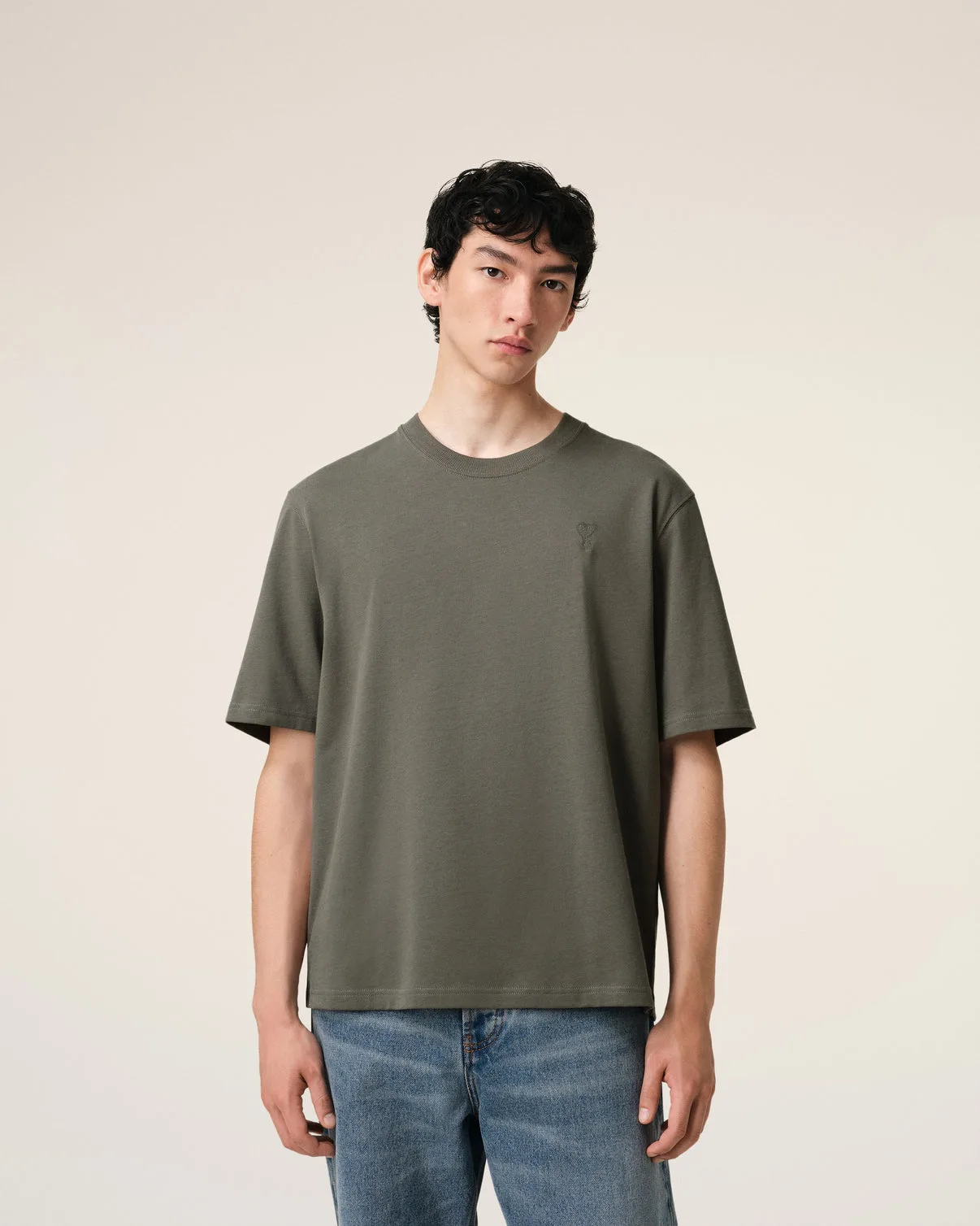 Taupe Cotton Tonal T-Shirt