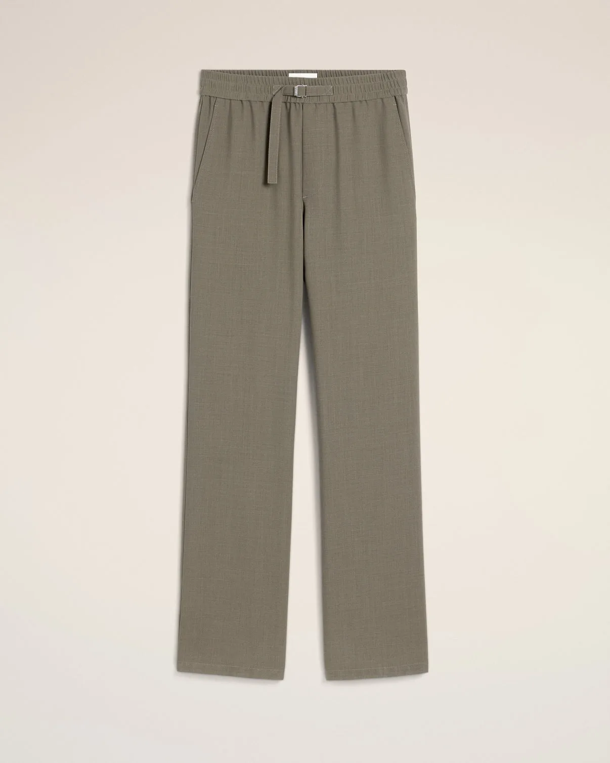 Taupe Wool Straight Fit Elasticated Pants