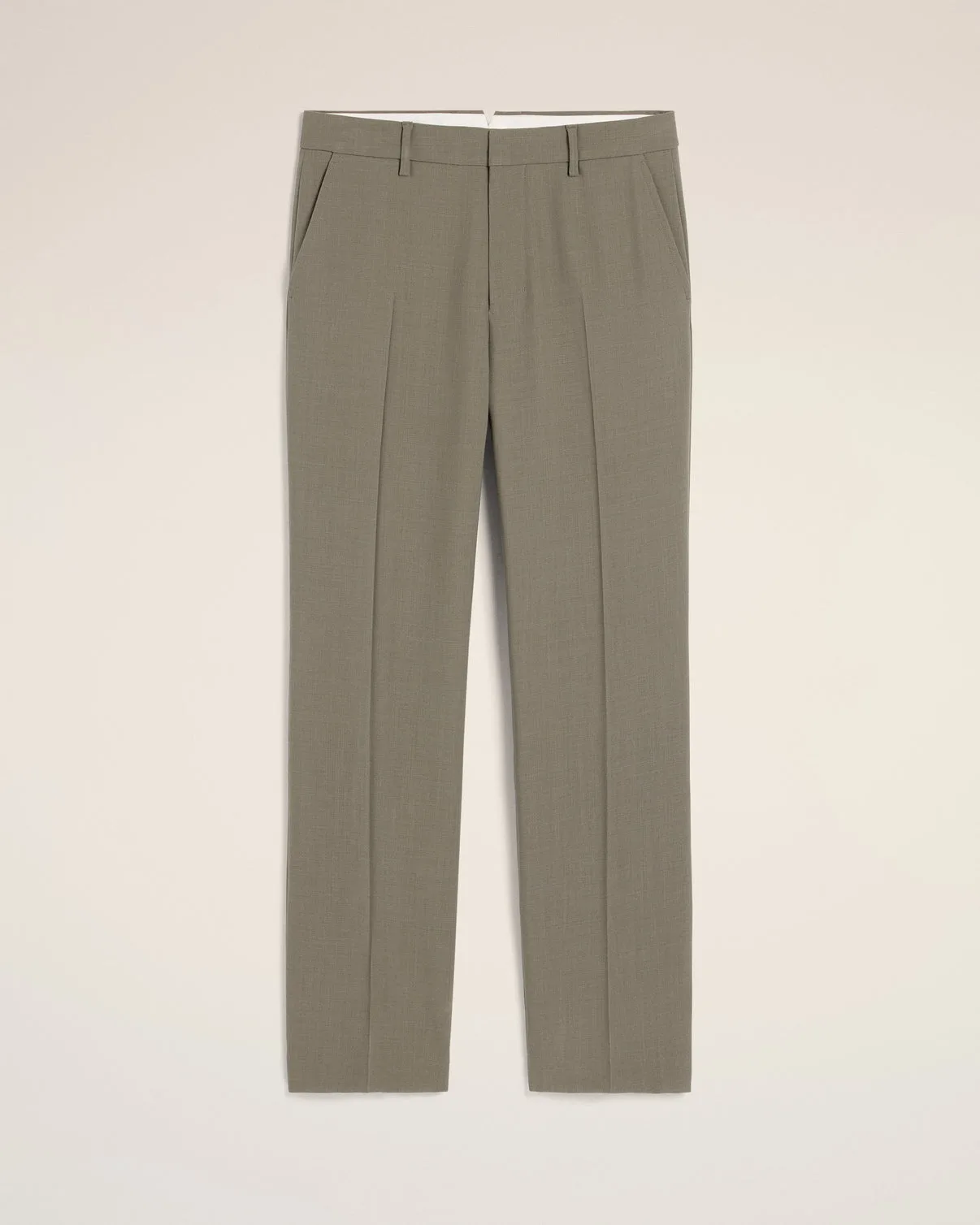 Taupe Wool Straight Fit Pants