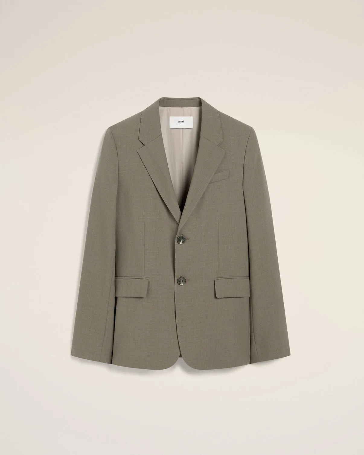Taupe Wool Two Buttons Jacket
