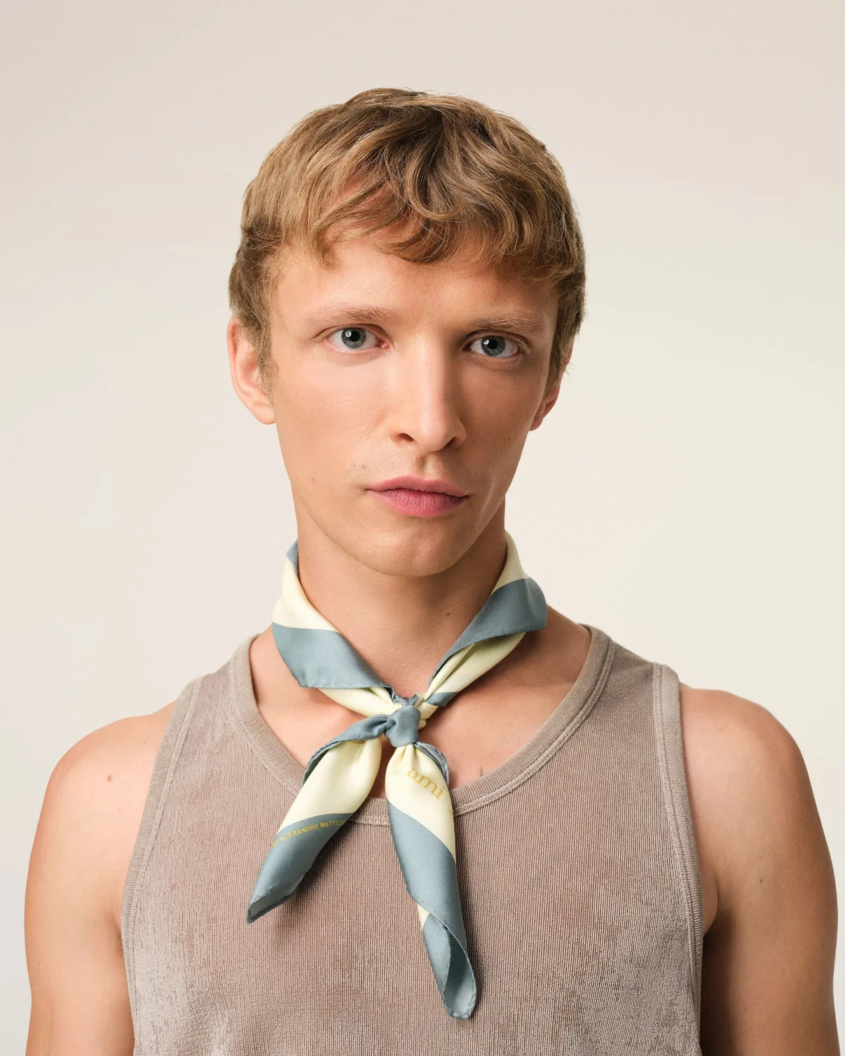 Tricolor Blue Silk Bandana