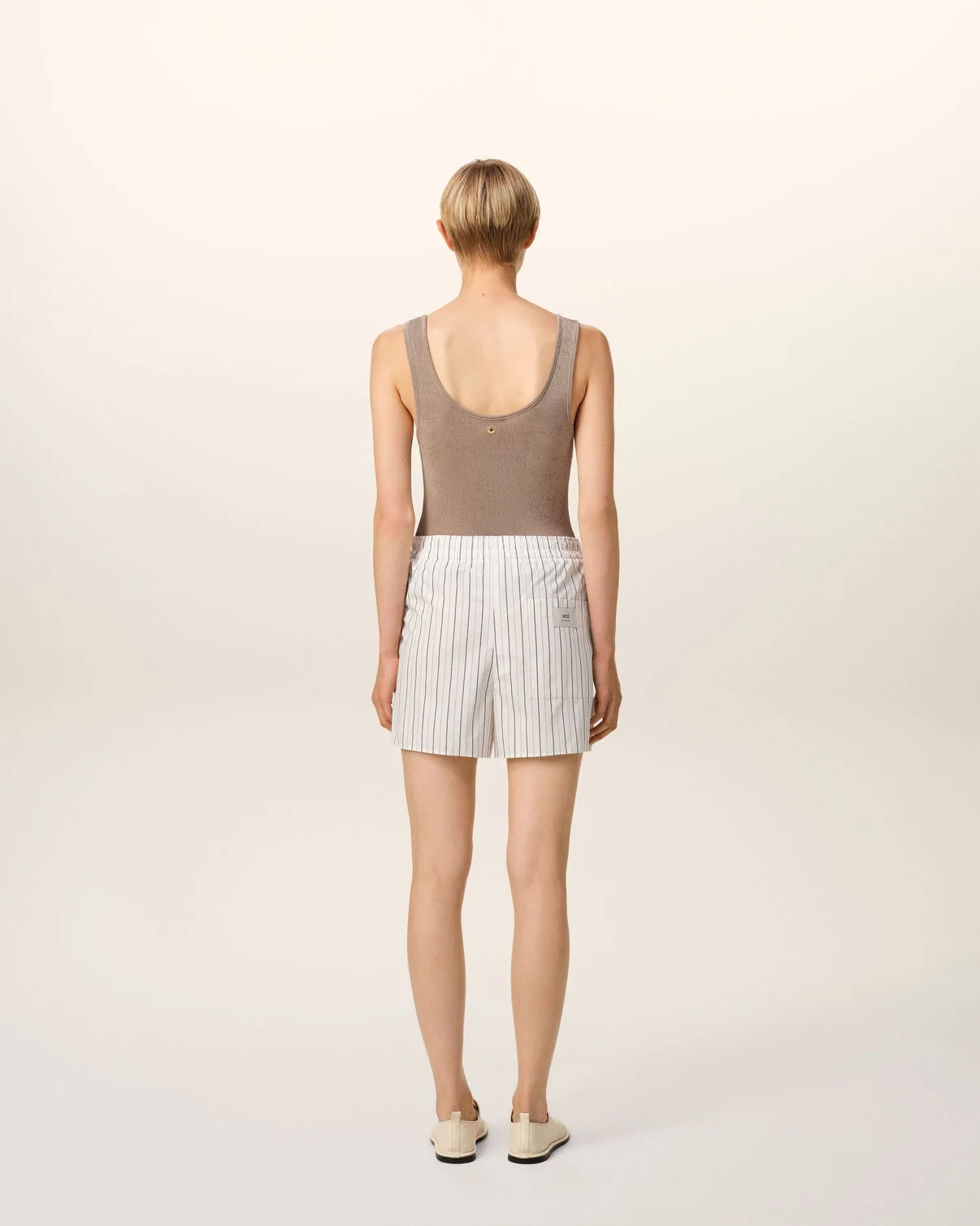 White And Blue Cotton Elasticated Short