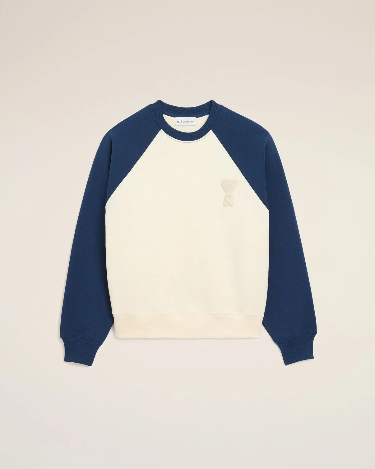 White And Blue Cotton Knitted Sweatshirt
