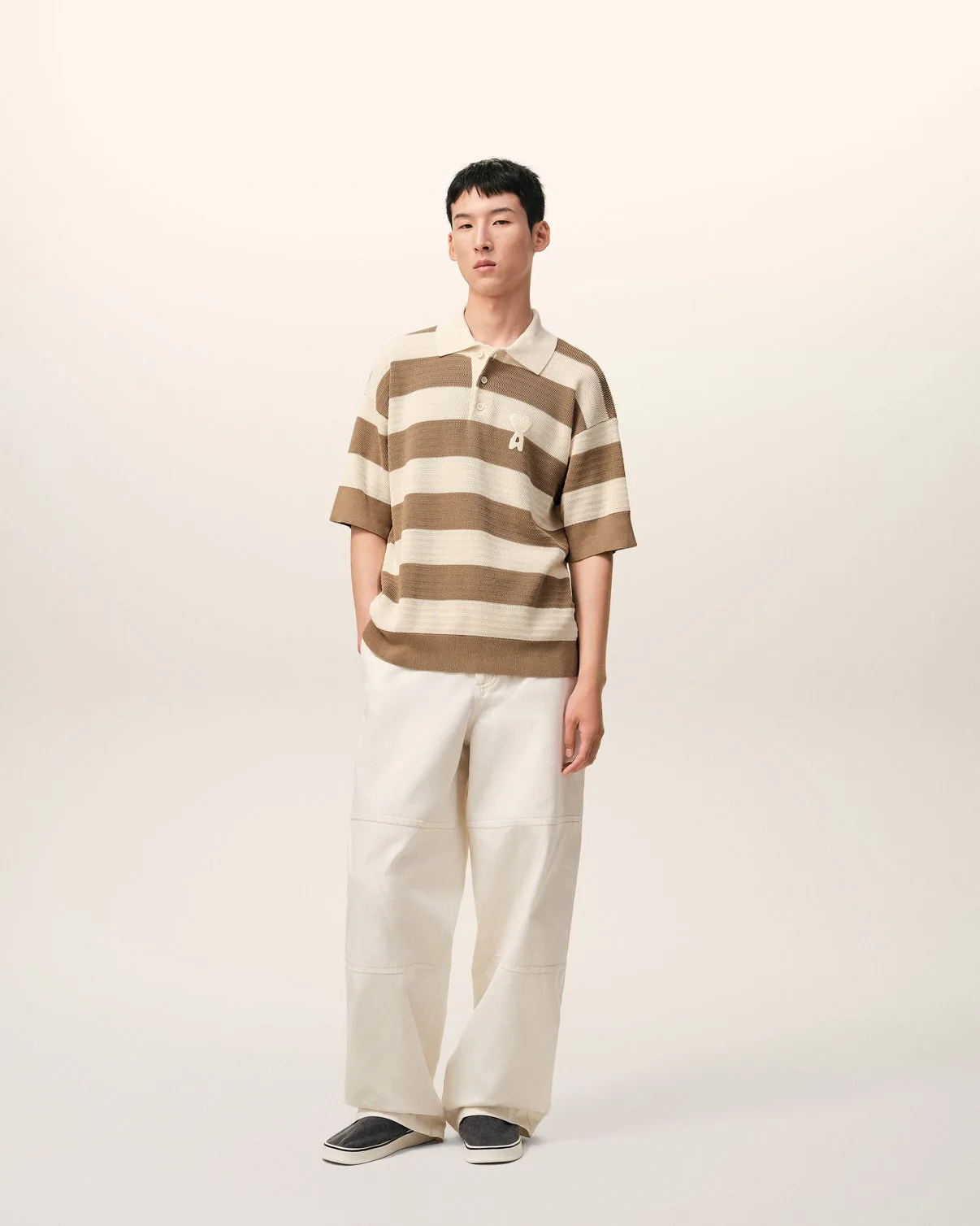 White And Brown Cotton Polo