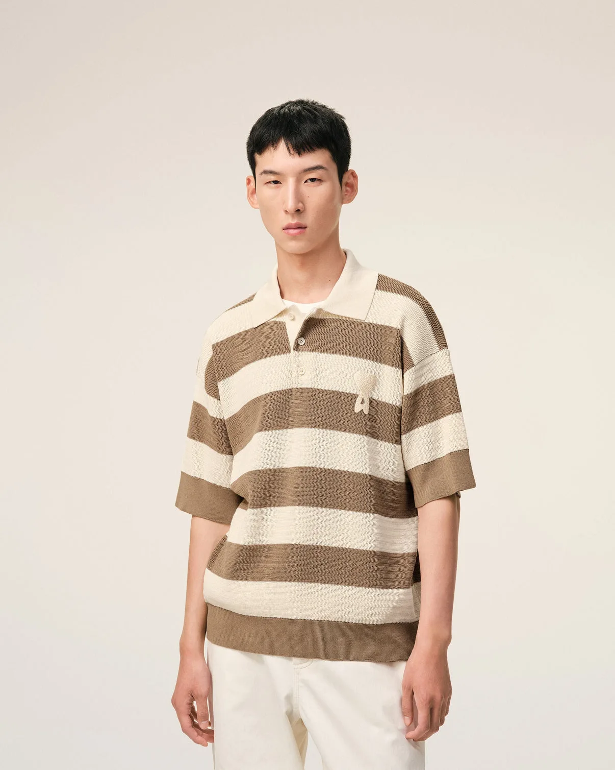 White And Brown Cotton Polo