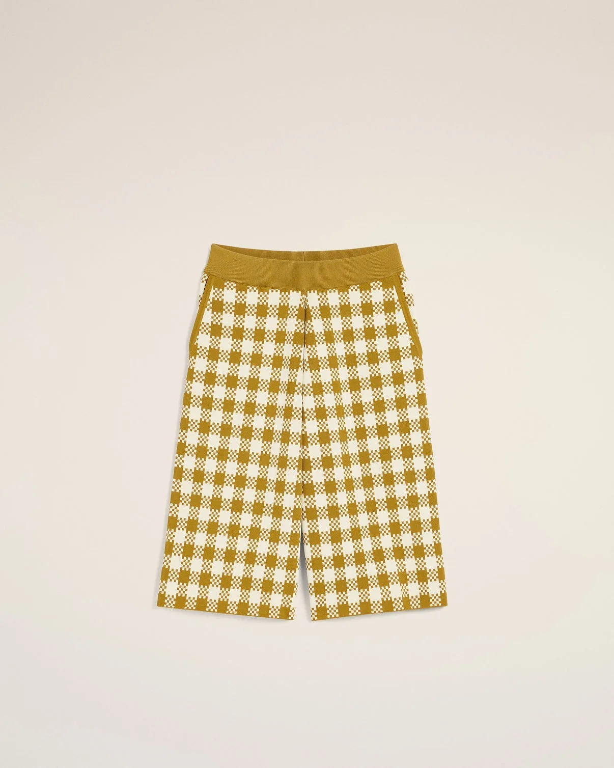 White And Mustard Yellow Vichy Shorts