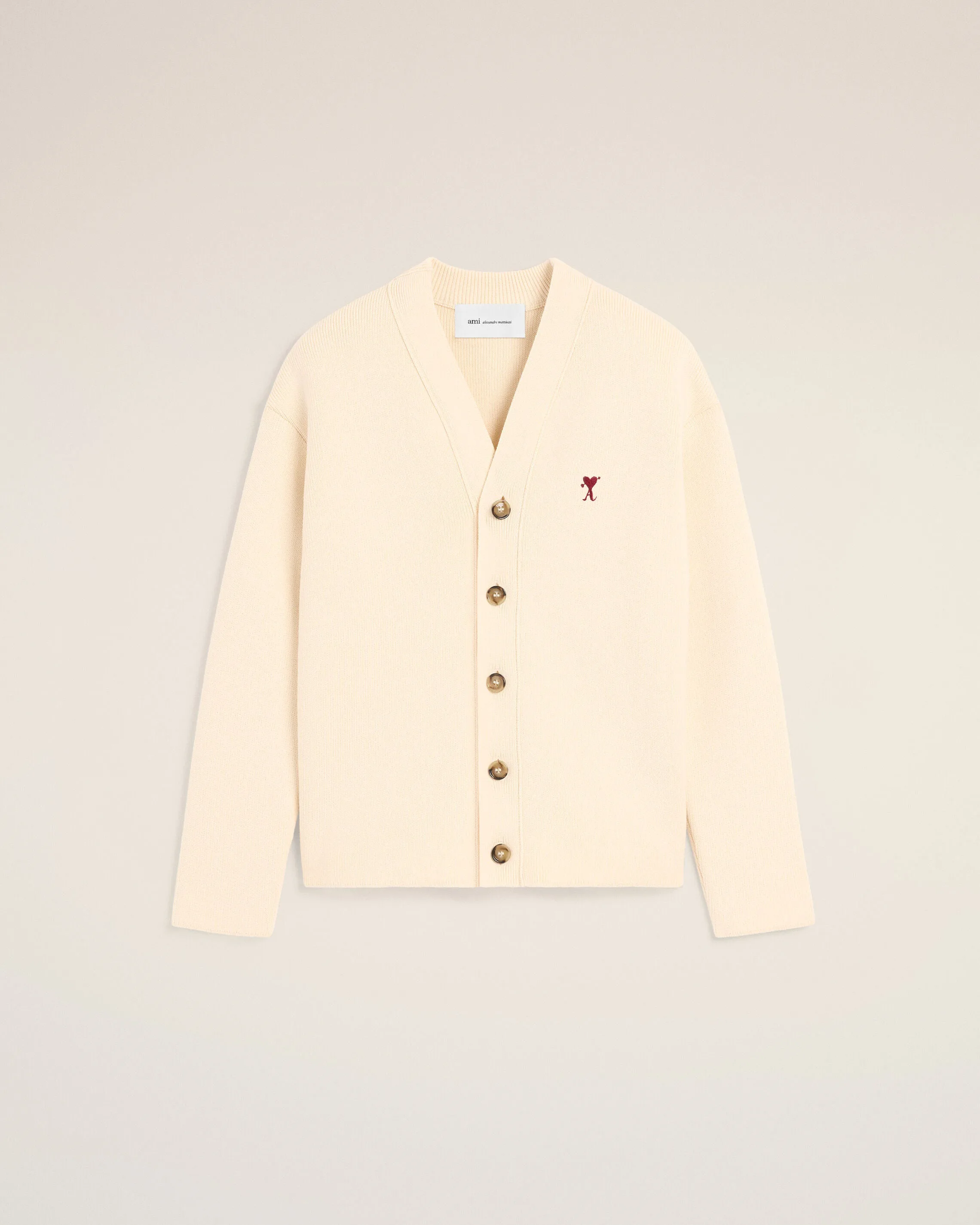 White cotton and wool cardigan with heart arrow