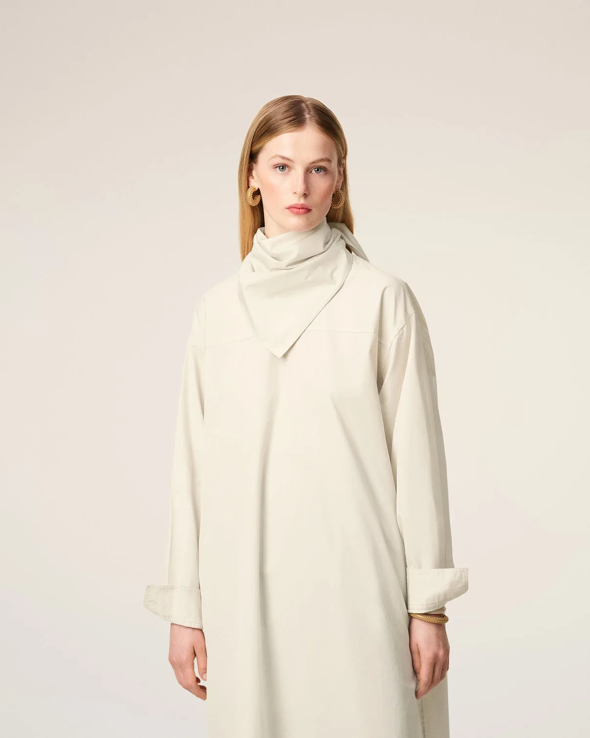 White Cotton Bandana Midi Dress