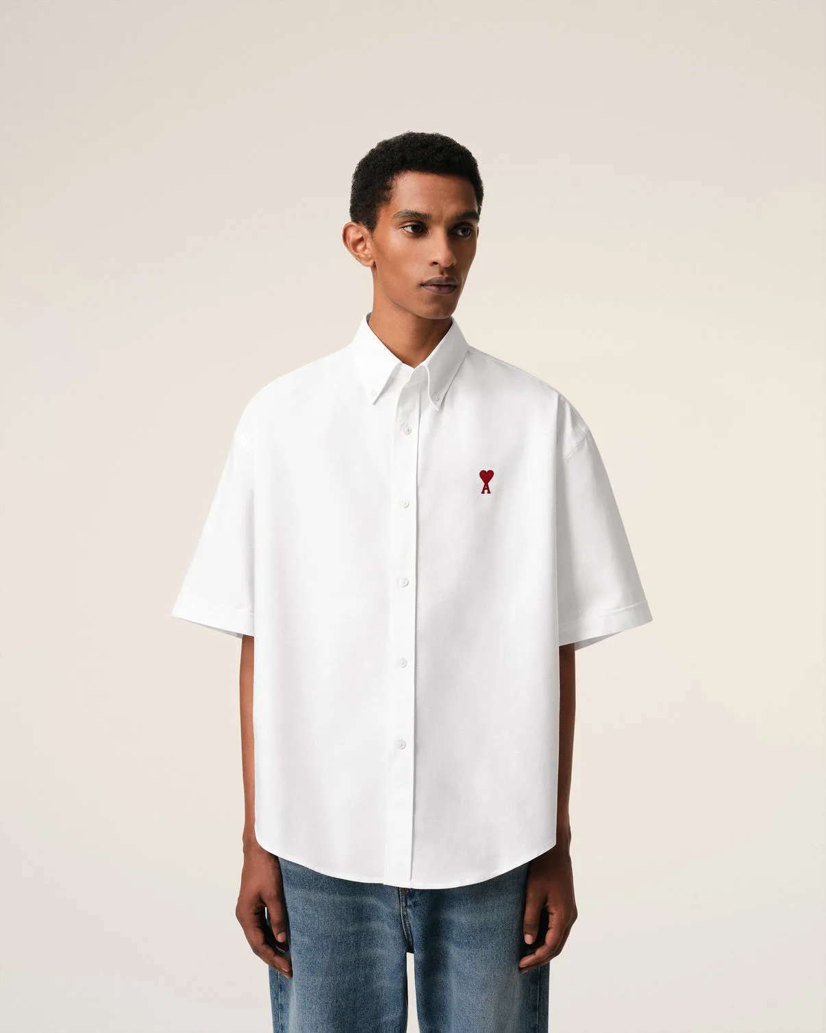 White Cotton Boxy Fit Short Sleeves Shirt