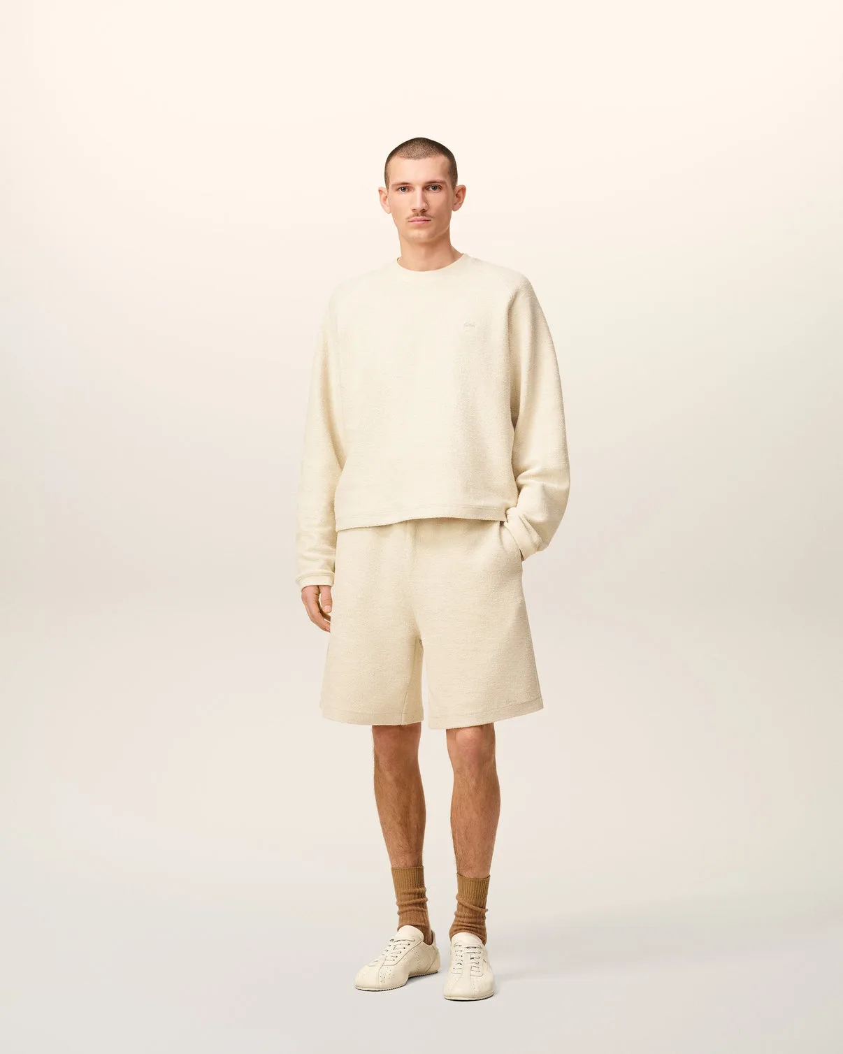 White Cotton Curly fleece Short