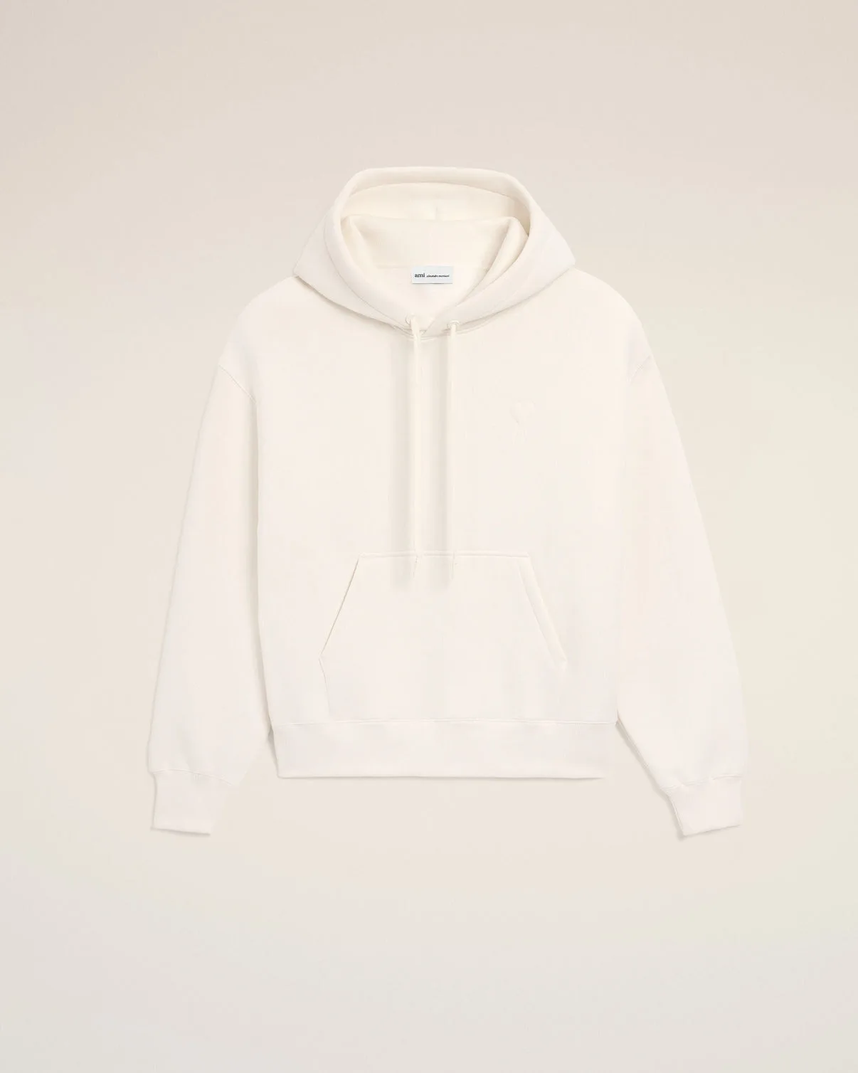White Cotton Embossed Hoodie